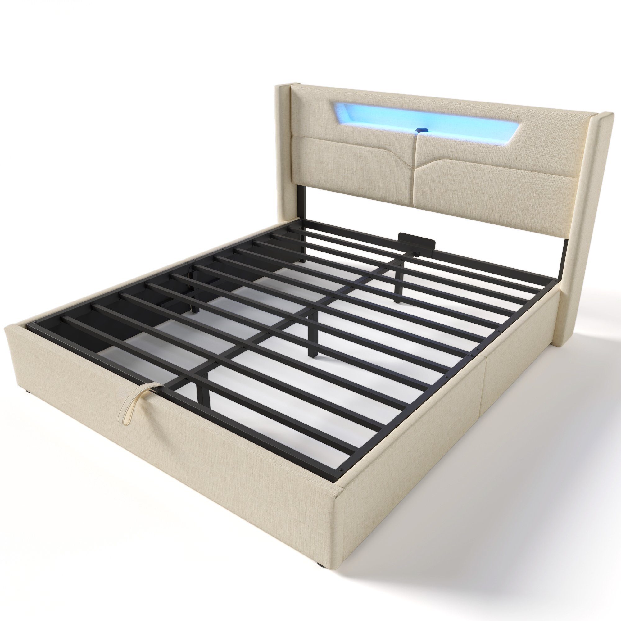 OKWISH Polsterbett LED Doppelbett mit USB günstig online kaufen