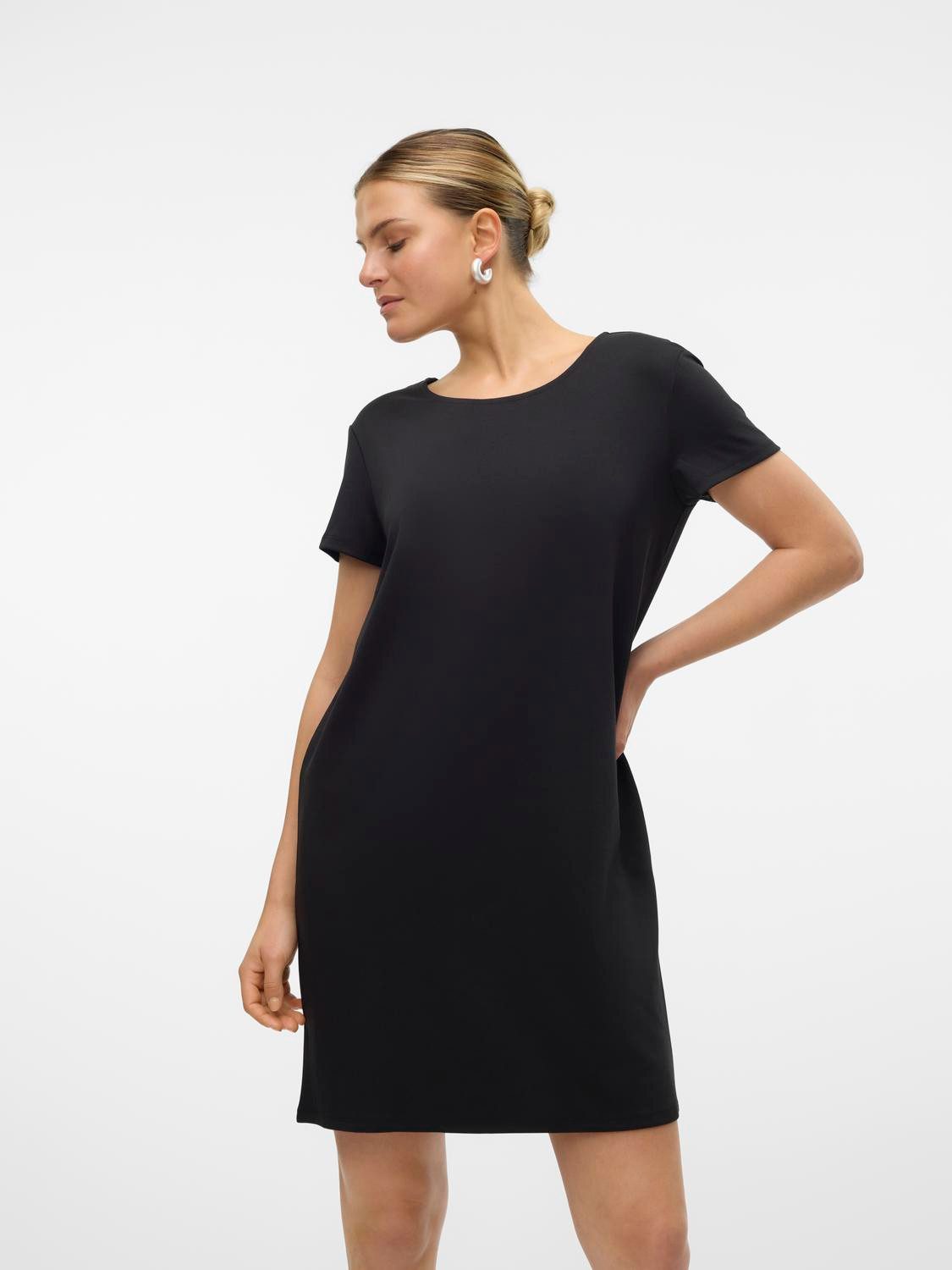Vero Moda Shirtkleid Kurzes Kleid Kurzarm Rundhals Midi (kurz) 7401 in Schwarz