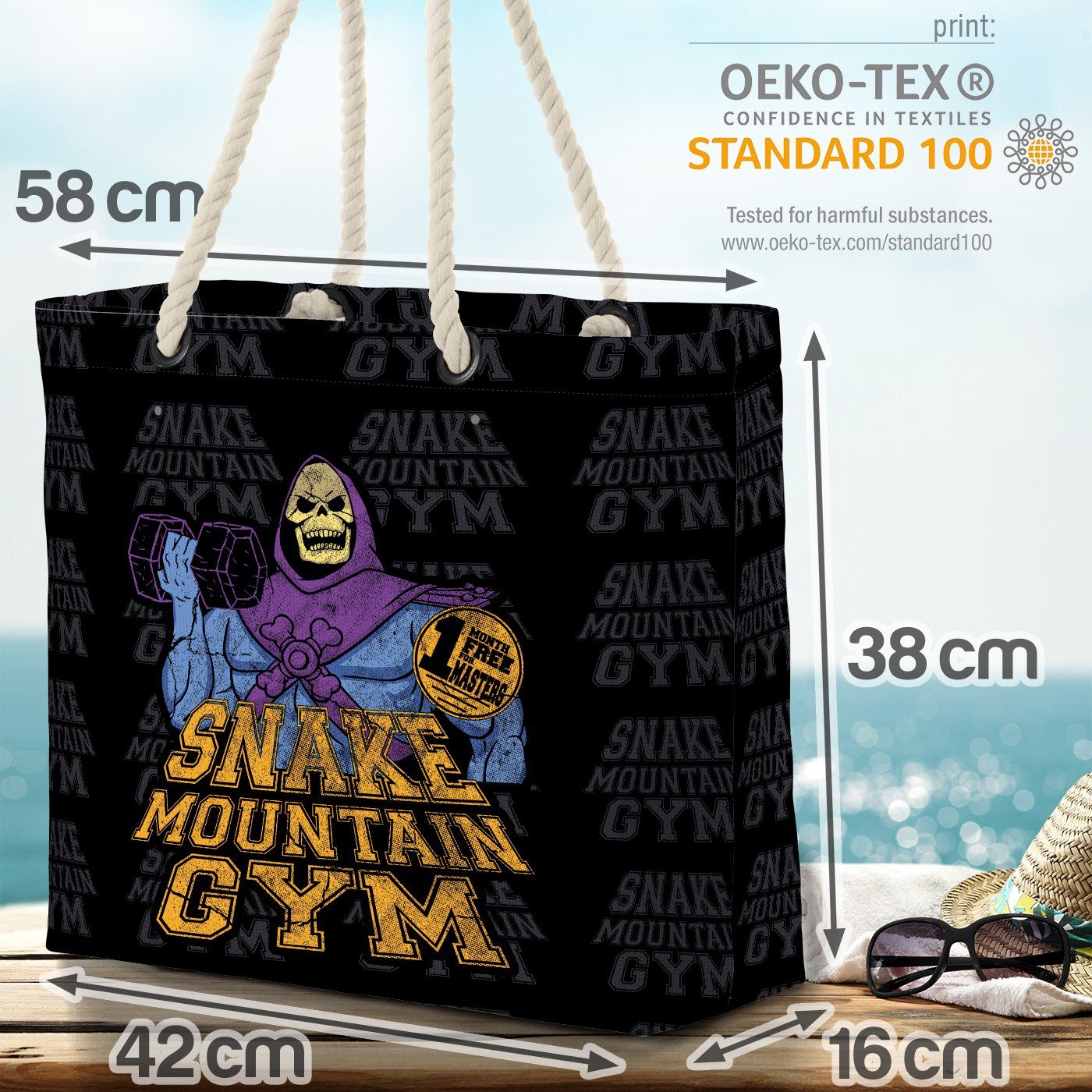 universe Shopper skeletor (1-tlg), Fitness Mountain he VOID schwarz man Strandtasche Snake Gym