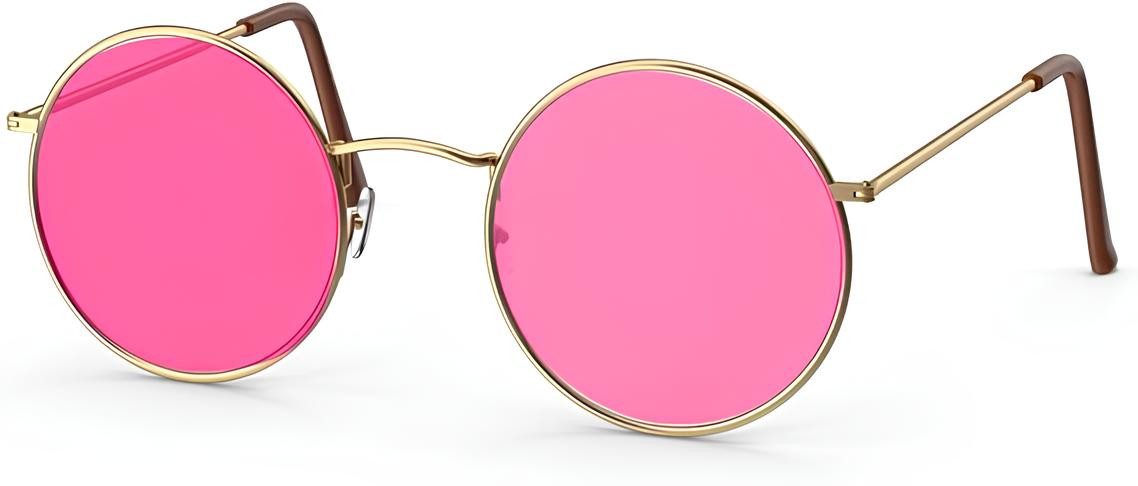 Kostümheld® Hippie-Kostüm 1x Hippie Brille Kostümbrille rosa Accessoires für Fasching & Karneval
