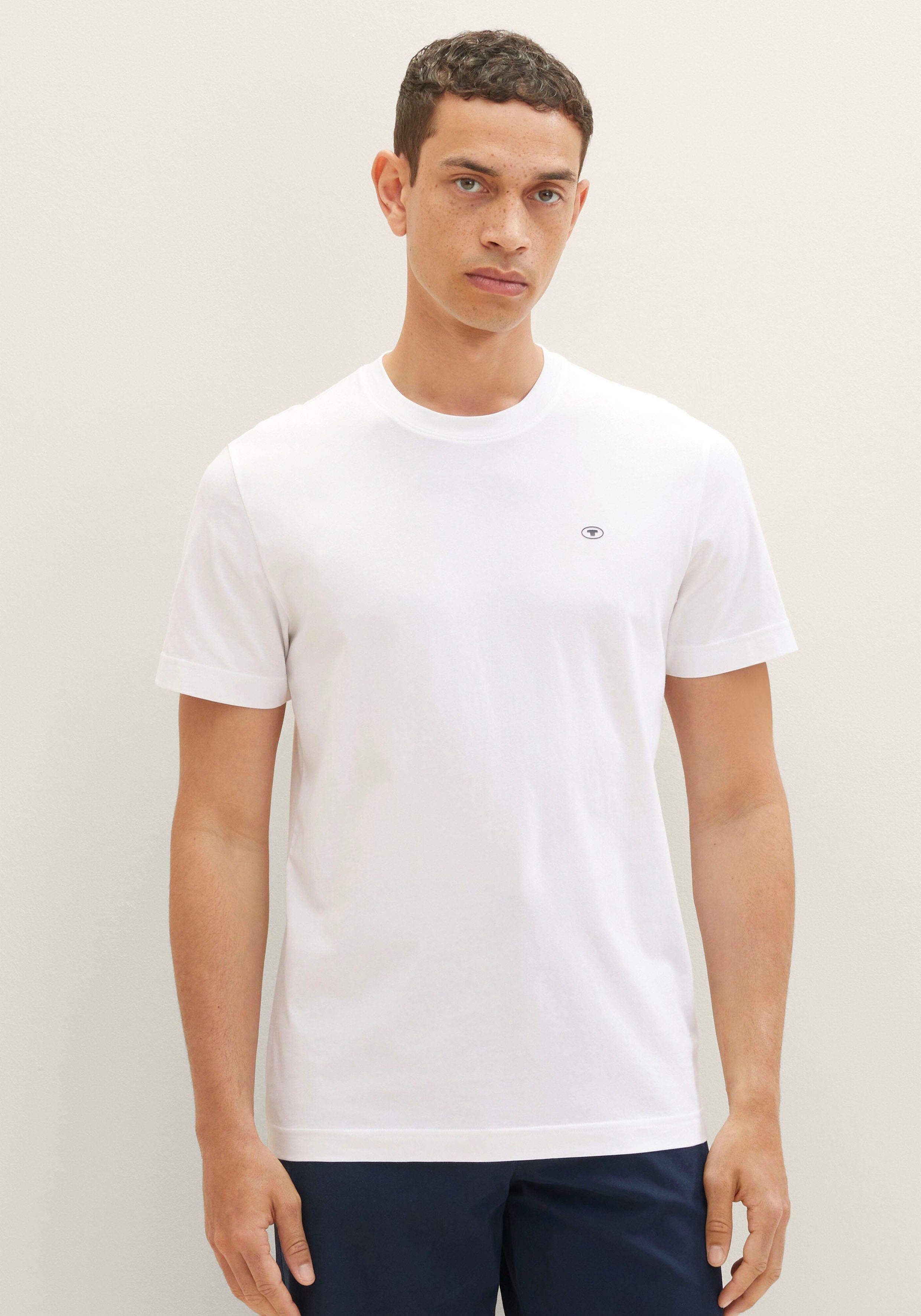 TOM TAILOR T-Shirt (Packung, 2-tlg) Brust auf mit + großem dunkelblau kleinem 1x mit Print weiß der Logo 1x