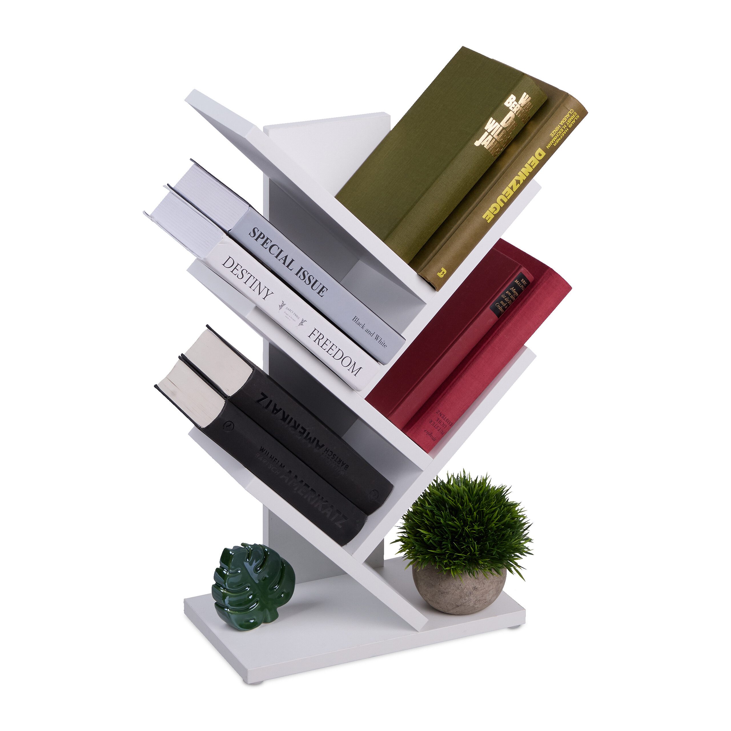 relaxdays Bücherregal Weißes Bücherregal in Baumform, günstig online kaufen
