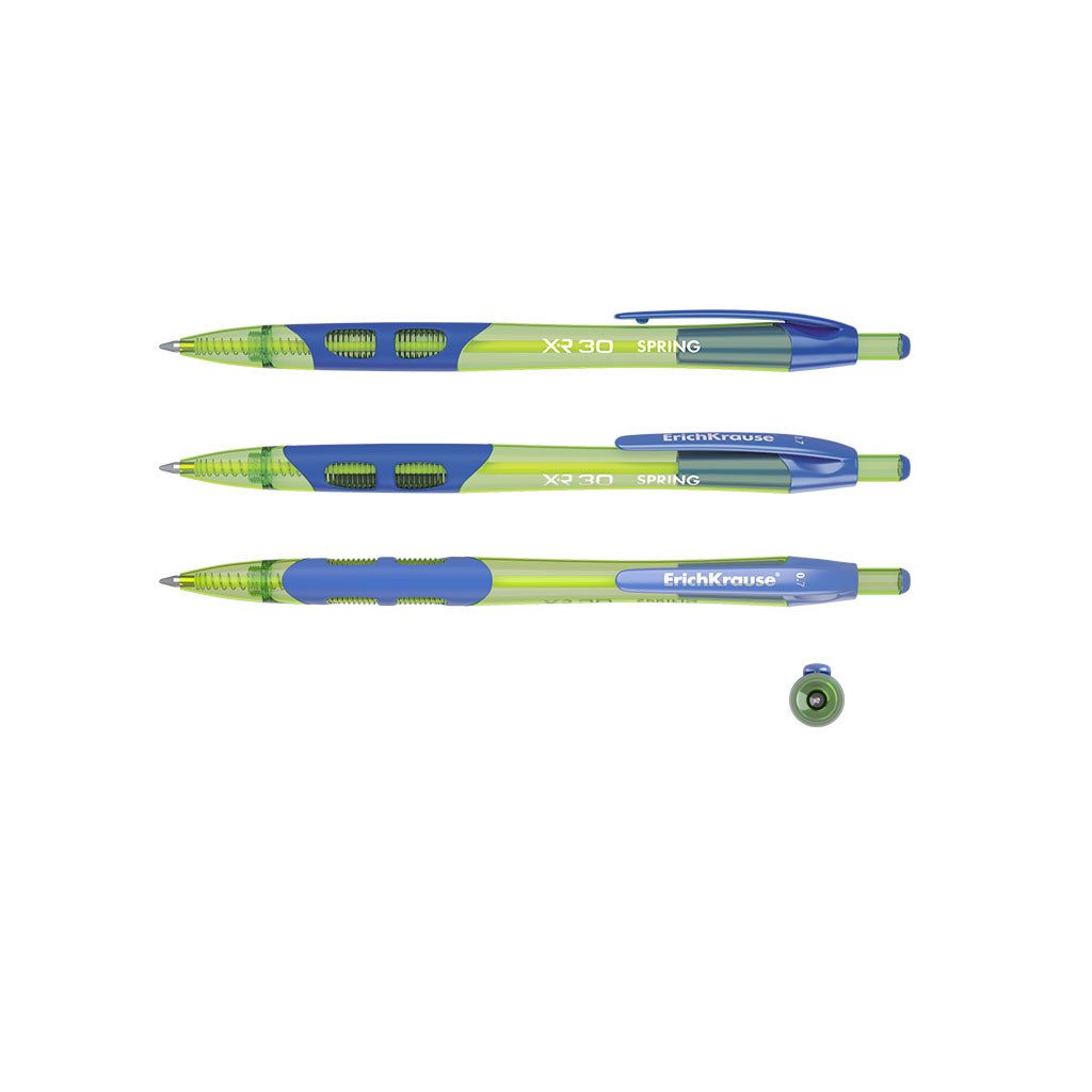 Erich Krause Kugelschreiber, Druckkugelschreiber XR-30 Spring 0,35mm mit Gummigriff 12er Set Blau