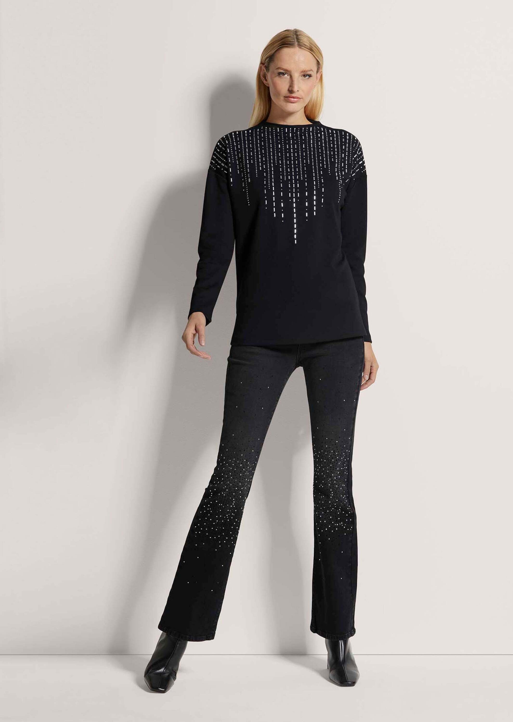 MADELEINE Langarmshirt Sweatshirt mit Strass-Besatz