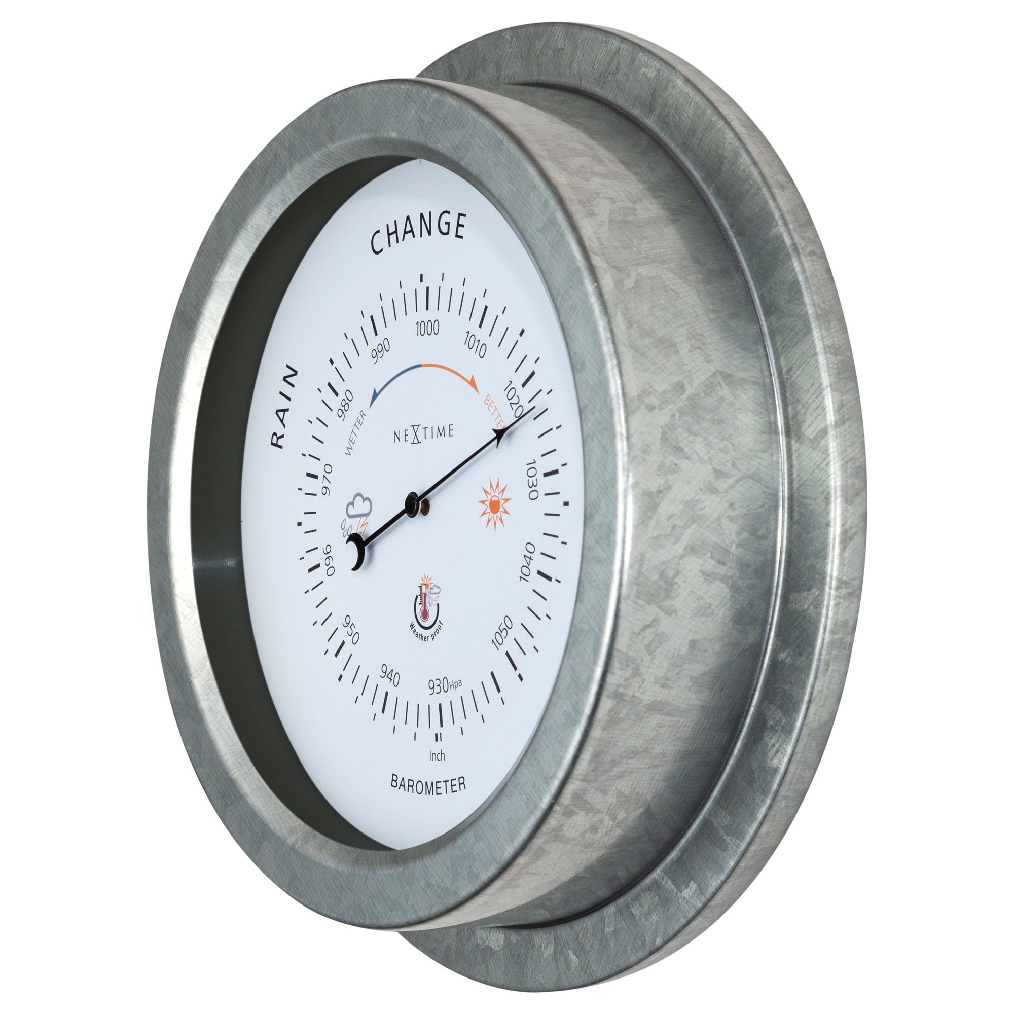 NEXTIME Luftdruckmessgerät 4303GA, Gartenbarometer aus Metall