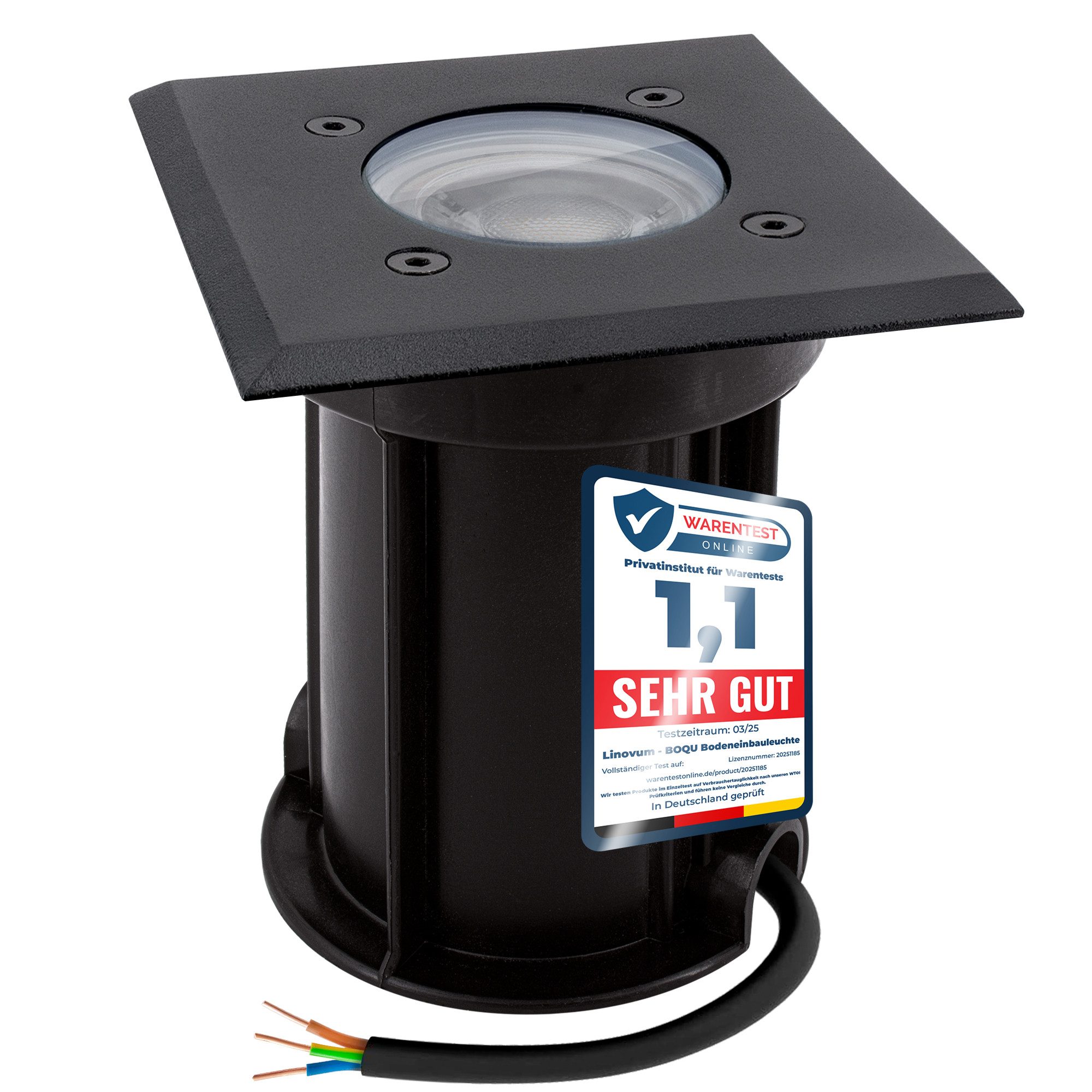 linovum LED Gartenstrahler BOQU Bodeneinbaustrahler IP67 mit GU10 LED 3W neutralweiß Spot Leuchte, Neutralweiß