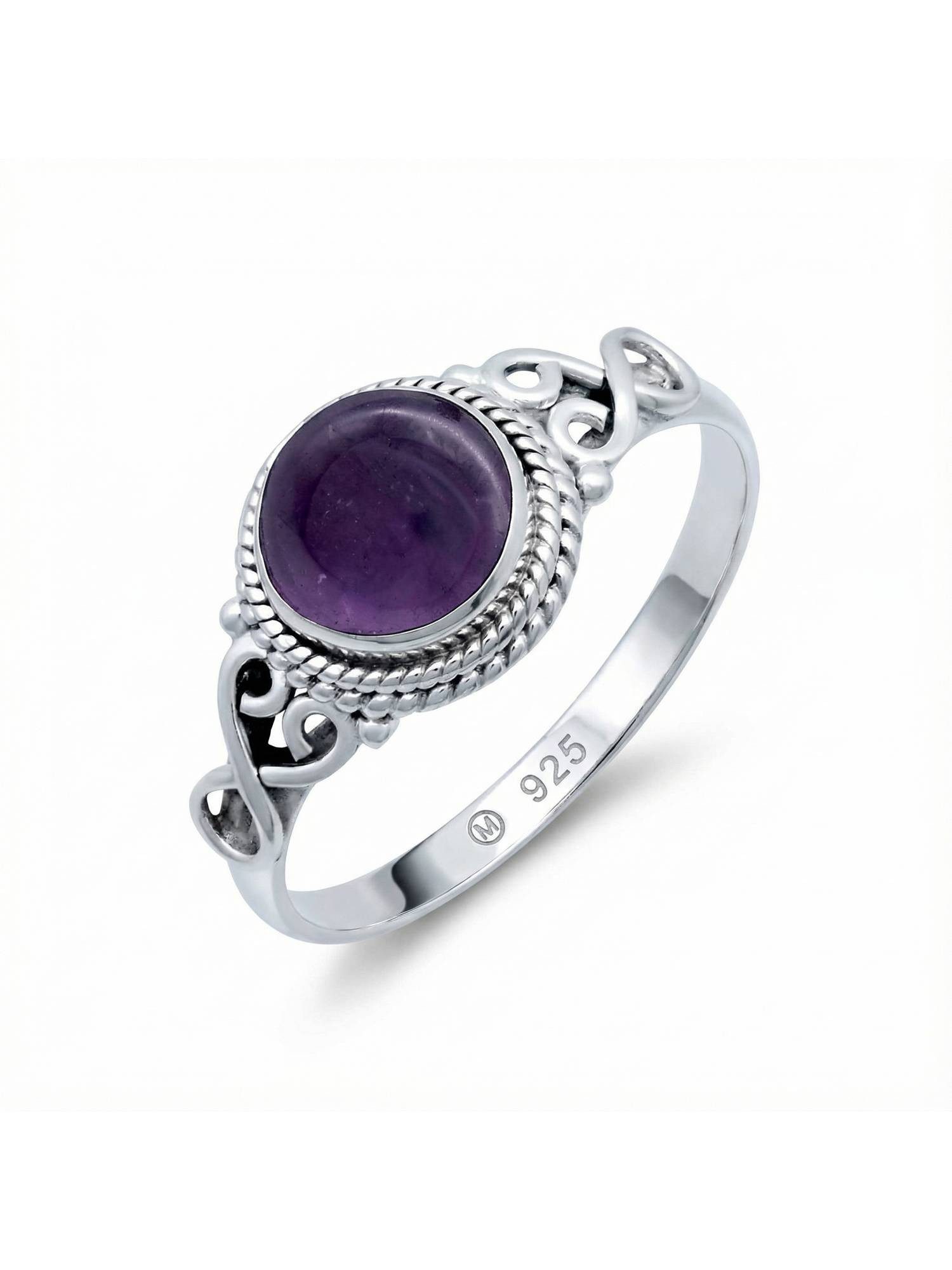 mantraroma Silberring BAGHIMI rund aus 925 Silber mit Amethyst (Ring mit Sc günstig online kaufen