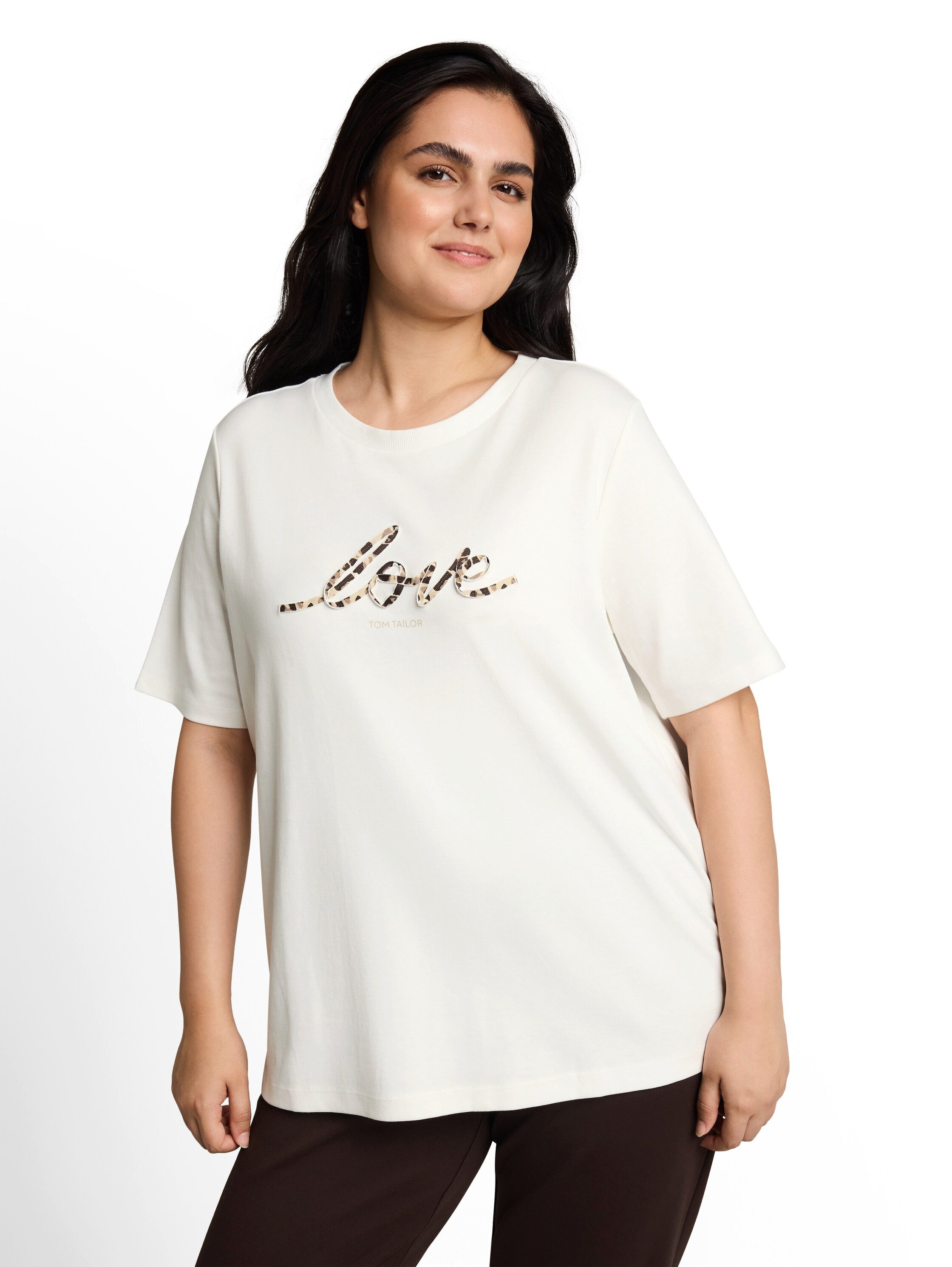 TOM TAILOR PLUS Kurzarmshirt Sommershirt mit Letter-Print / Große Größe
