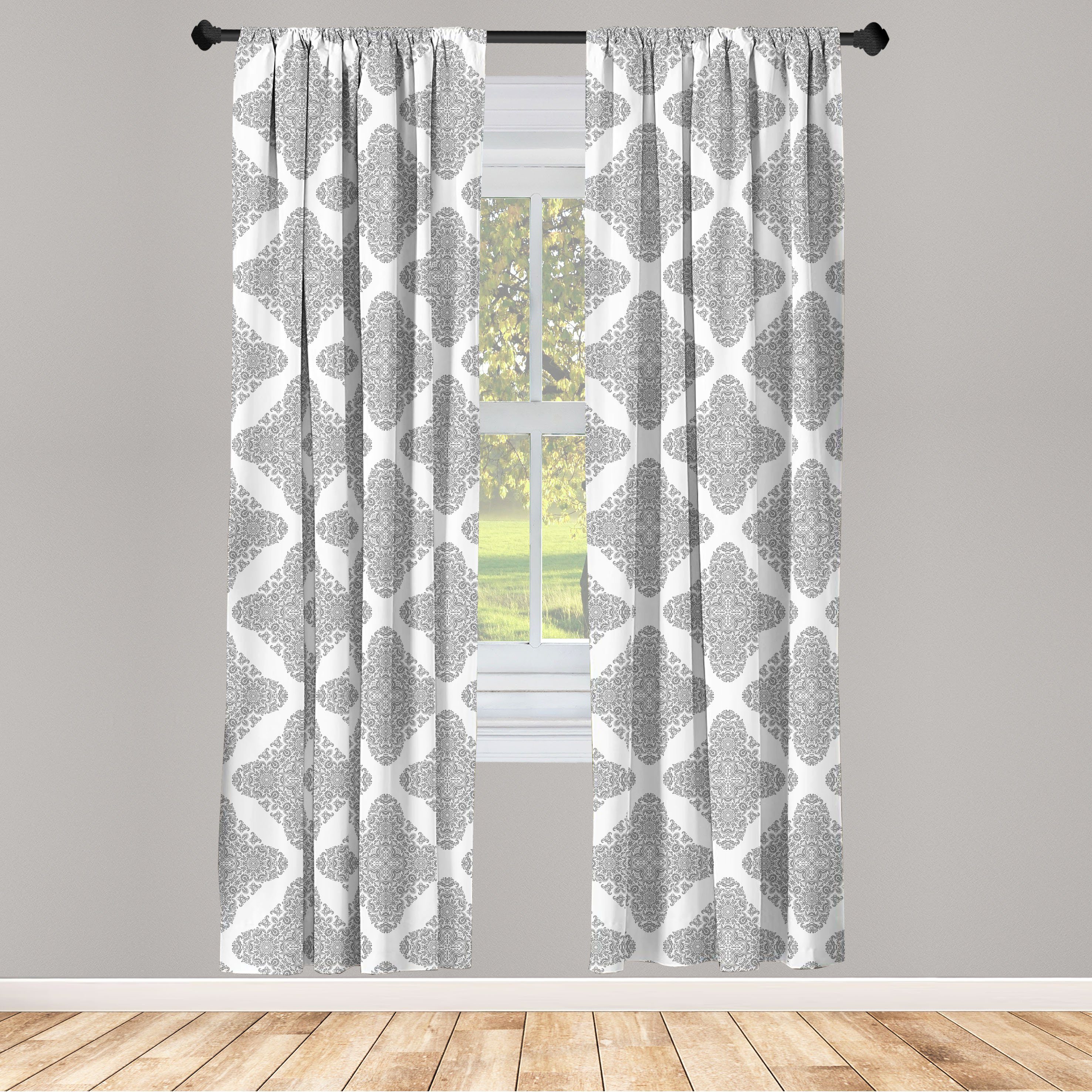 Gardine Vorhang für Wohnzimmer Schlafzimmer Dekor, Abakuhaus, Microfaser, Blumen Modernisierte Damast Motive