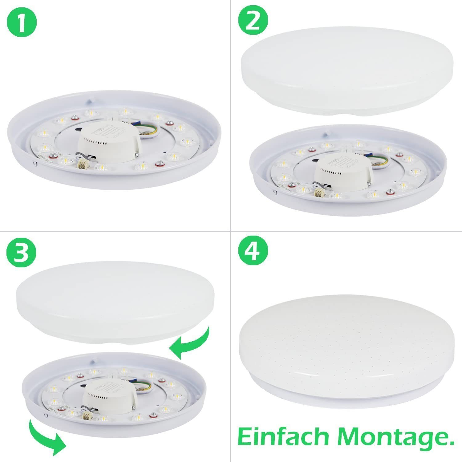 Nettlife LED Deckenleuchte Sternenhimmel Kinderzimmer 15W 21cm 3000K/4000K Weiß Deckenlampe, LED fest integriert, Kinderzimmer Deckenleuchte