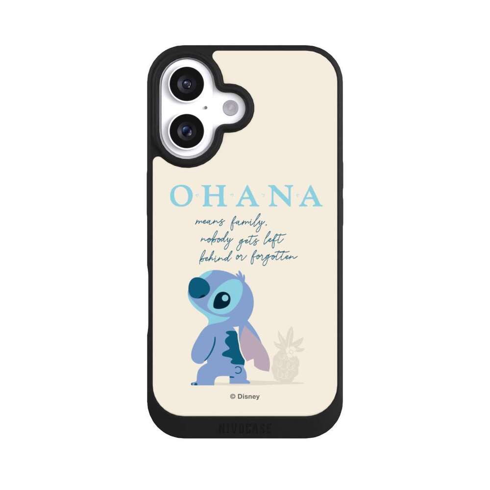 NIVOCASE Handyhülle Lilo & Stitch Offizielles Lizenzprodukt Disney Ohana Stitch, Apple iPhone 16 Handyhülle Hülle NIVOpure Case Schwarz