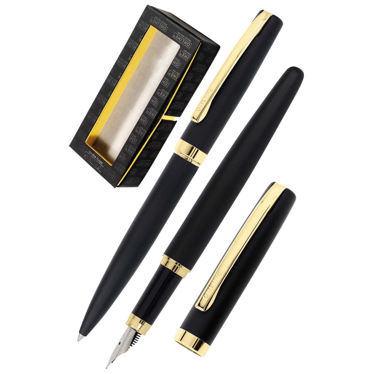 Online Pen Kugelschreiber ONLINE Schreib Set Eleganza schwarz/gold Schreibfarbe schwarz Geschenk