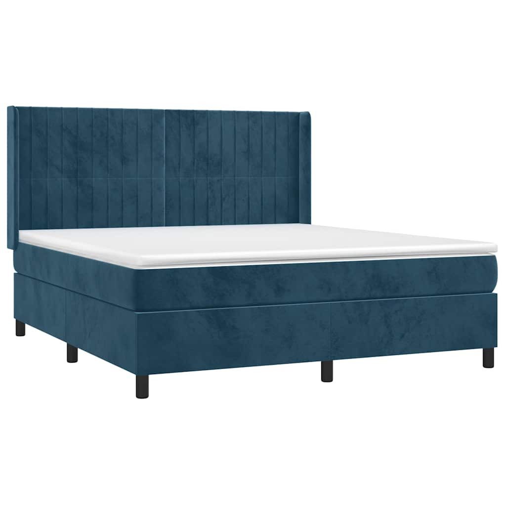 Bett Boxspringbett mit Matratze Dunkelblau 160x200 cm Samt