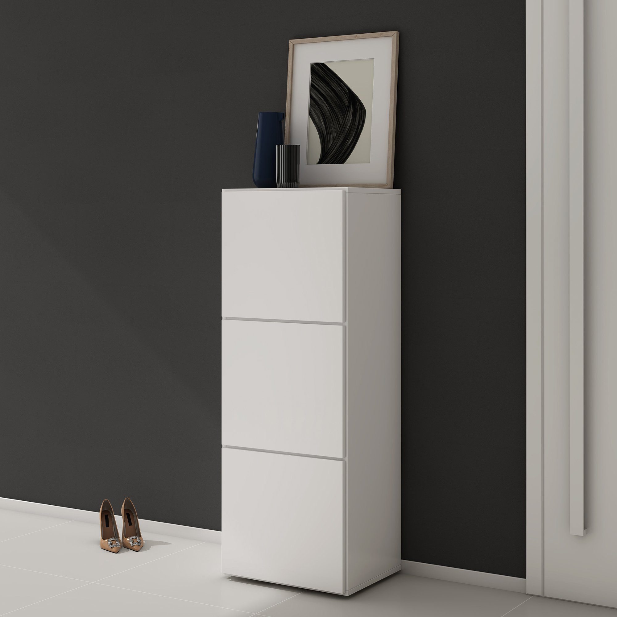 doporro Schuhschrank Schuhregal Schuhkipper mit 3 Fächern BTH:45x36x120cm S günstig online kaufen