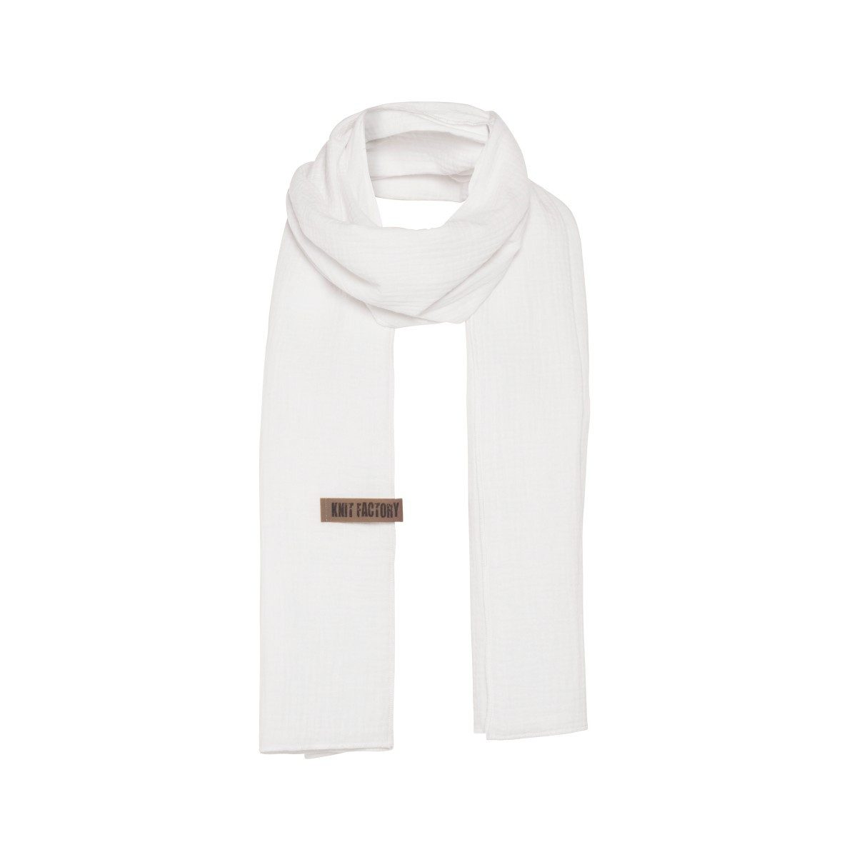 Knit Factory Strickschal Liv Woolwhite Weiß 200x40 cm, (1-St), Modell Liv, für Frühjahr, Sommer