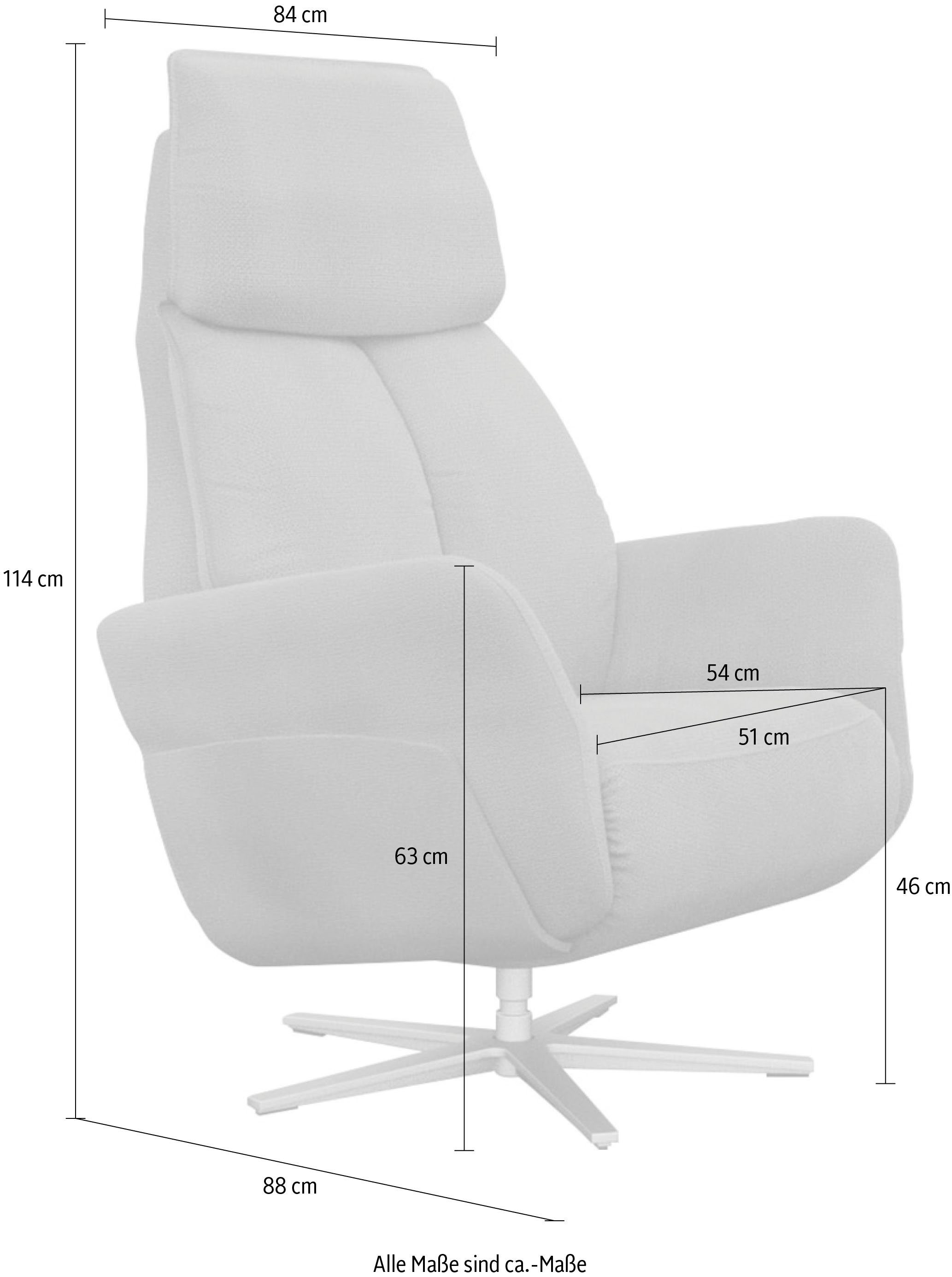 ADA trendline Relaxsessel Thimo, Liegefläche XBO mit optional verstellbar, 180cm, 1 Aufstehhilfe in M, weiß Größe