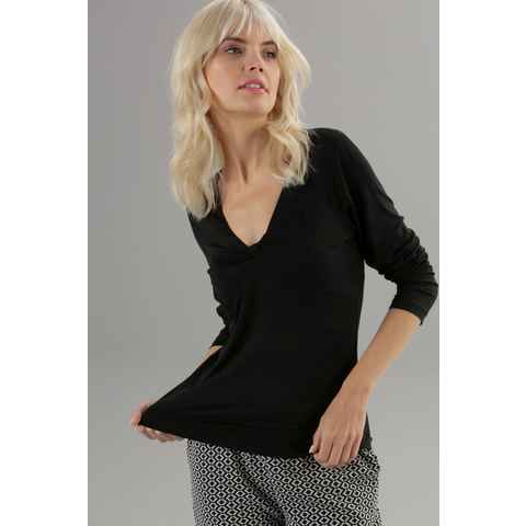 Aniston SELECTED Longsleeve Basic mit Knotendetail
