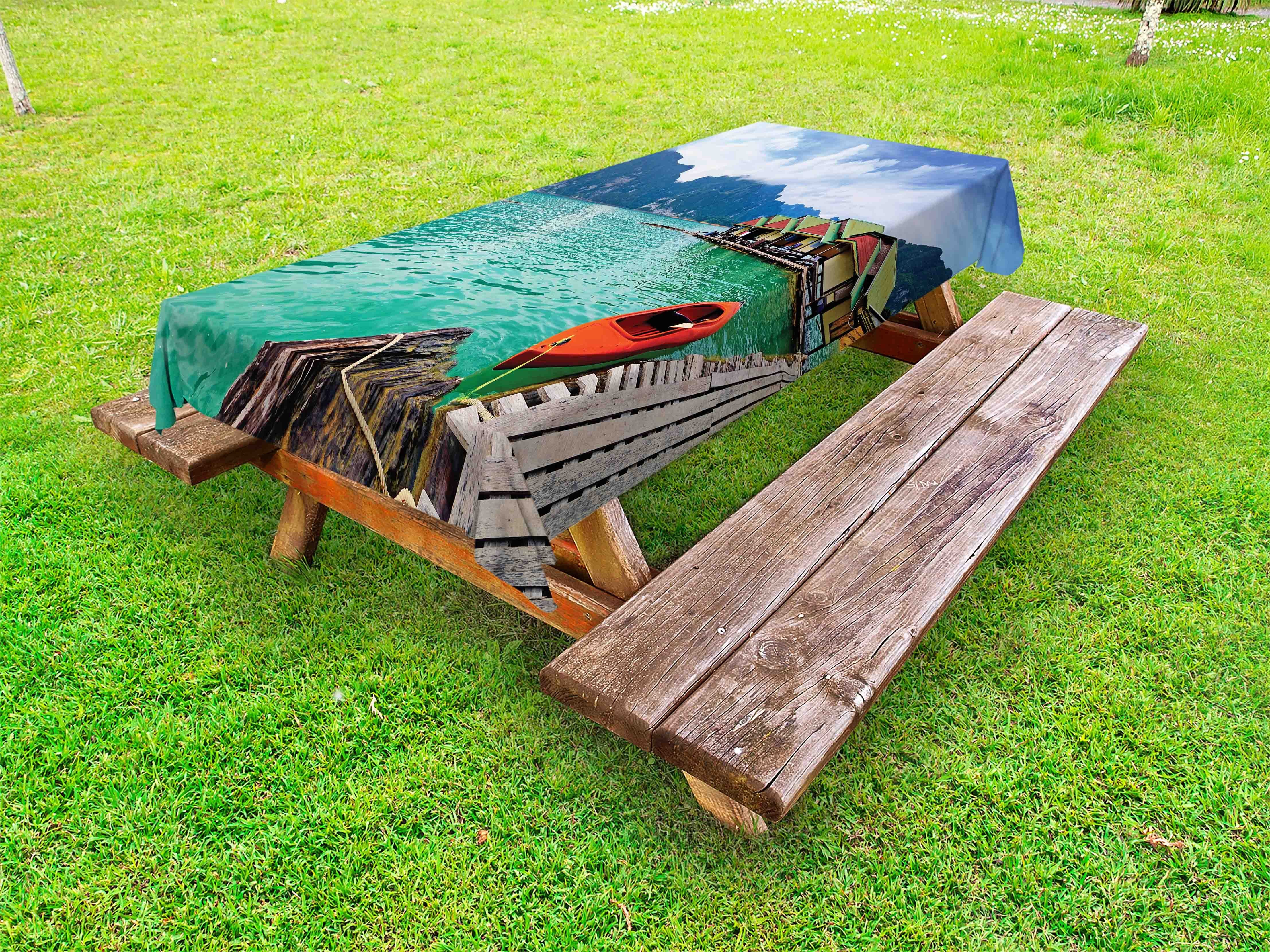 Abakuhaus Tischdecke dekorative waschbare Picknick-Tischdecke, Guilin Boot gebunden an Dock Chilling