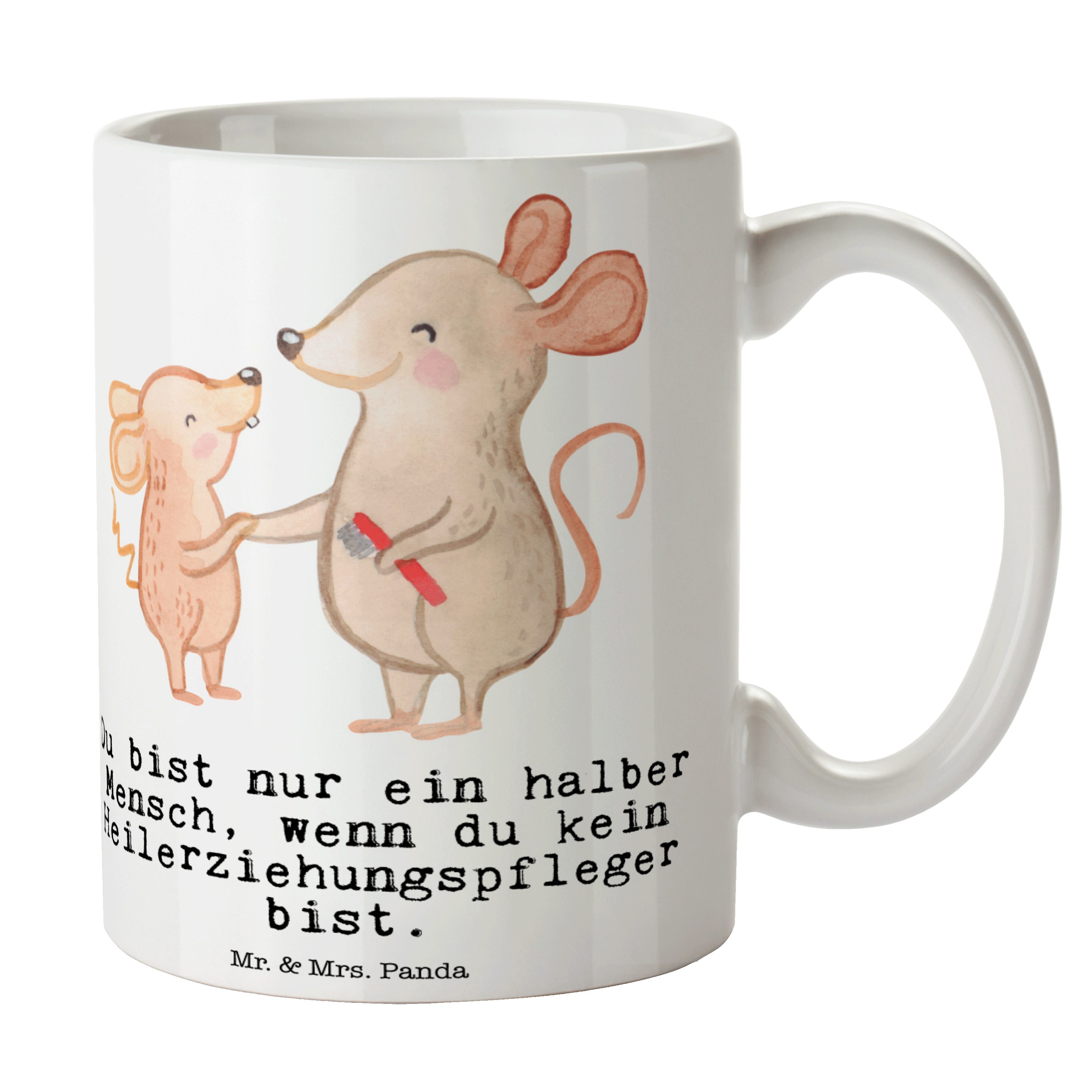 Mr. & Mrs. Panda Tasse Heilerziehungspfleger mit Herz - Weiß - Geschenk, Schenken, Heilpädag, Keramik