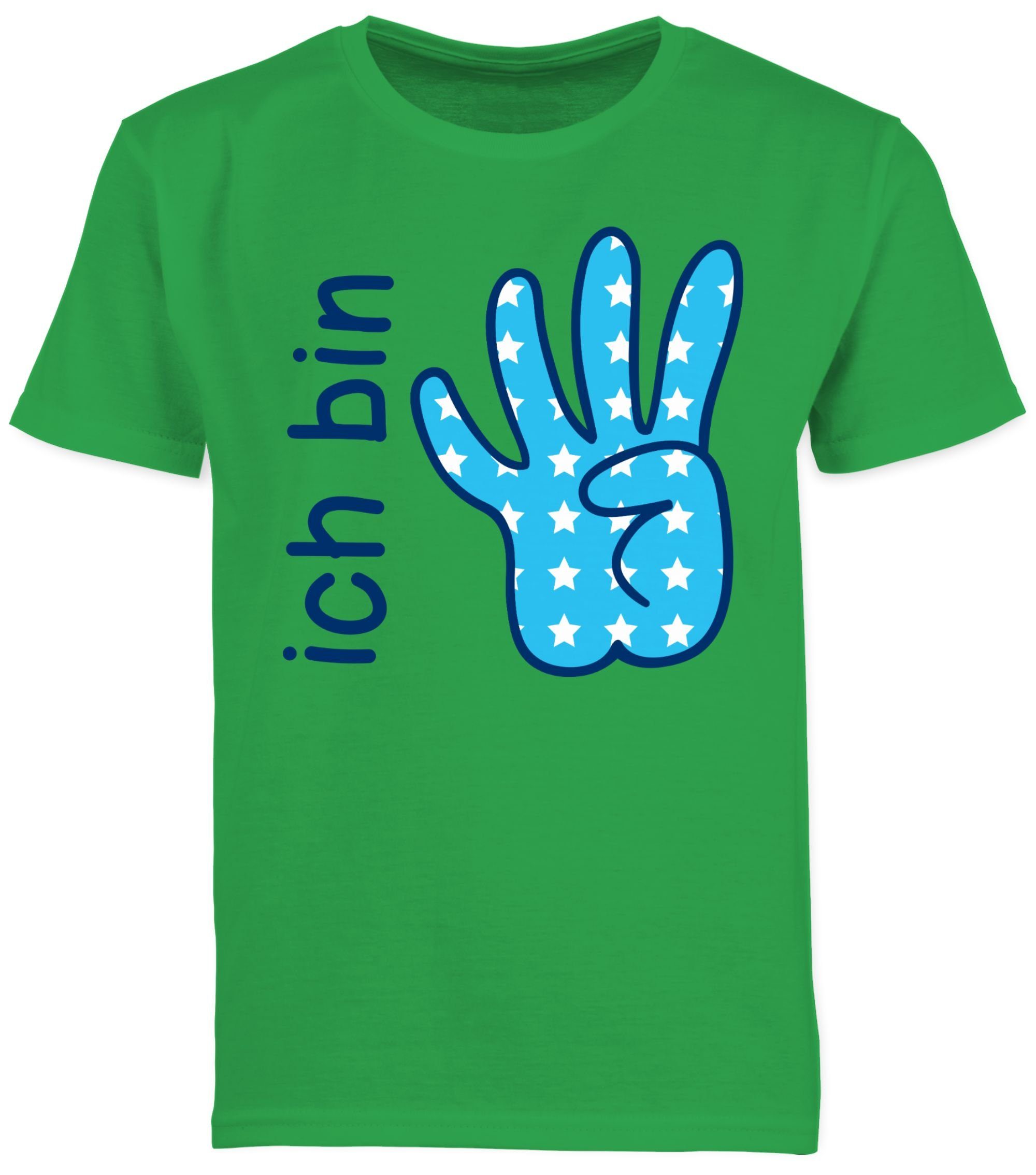 Grün Zeichensprache T-Shirt bin blau 4. Geburtstag Ich Shirtracer 01 vier