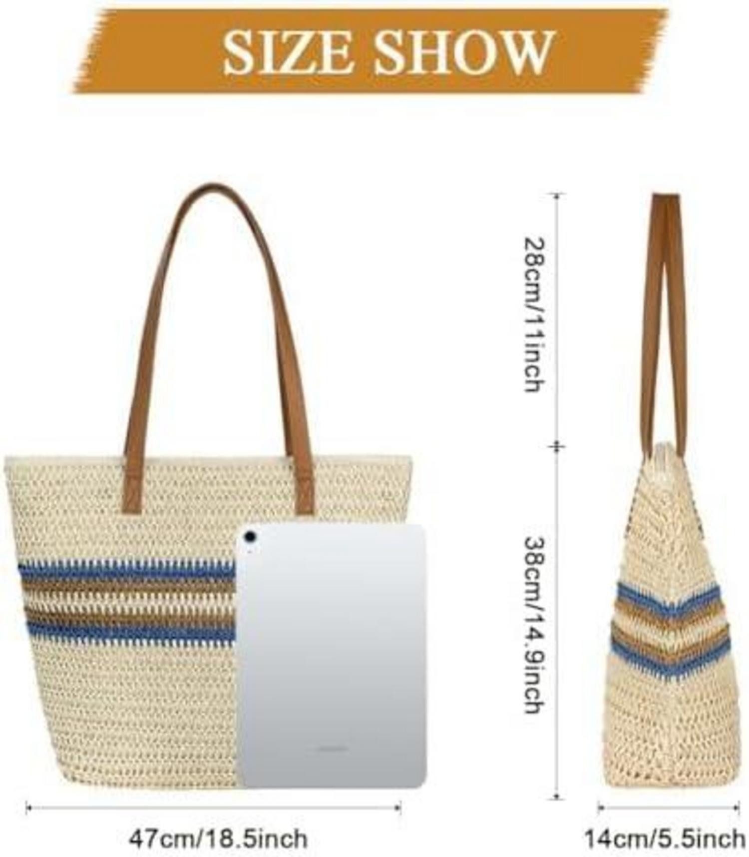LuxusKollektion Strandtasche Strohtasche Strandtasche Damen Stroh günstig online kaufen