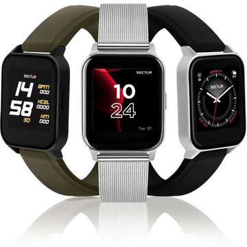 Sector Sector Herren Armbanduhr Smartwatch, Analog-Digitaluhr, Herren Smartwatch rund, mittel (ca. 36mm), Silikonarmband grün, Sport