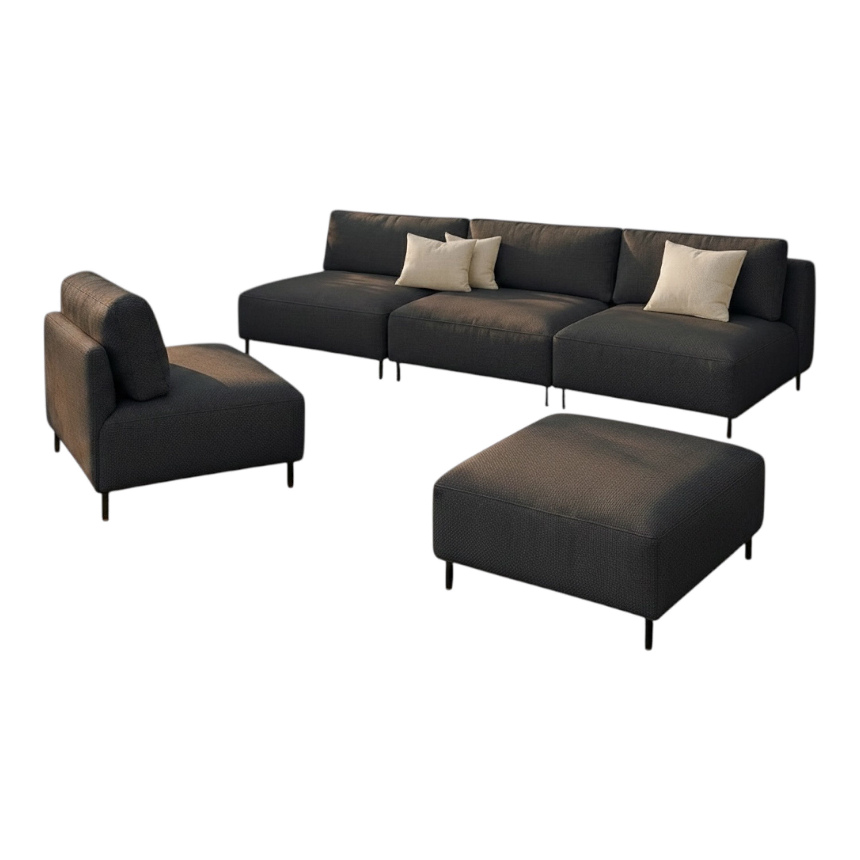 A&J MöbelLand GmbH Gartenlounge-Set Outdoor Lounge Set SUN – Sofa, Sessel und Hocker, (Outdoor Lounge Set für Garten und Terrasse, 3-teiliges modernes Garten Lo – Bild 2 von 5