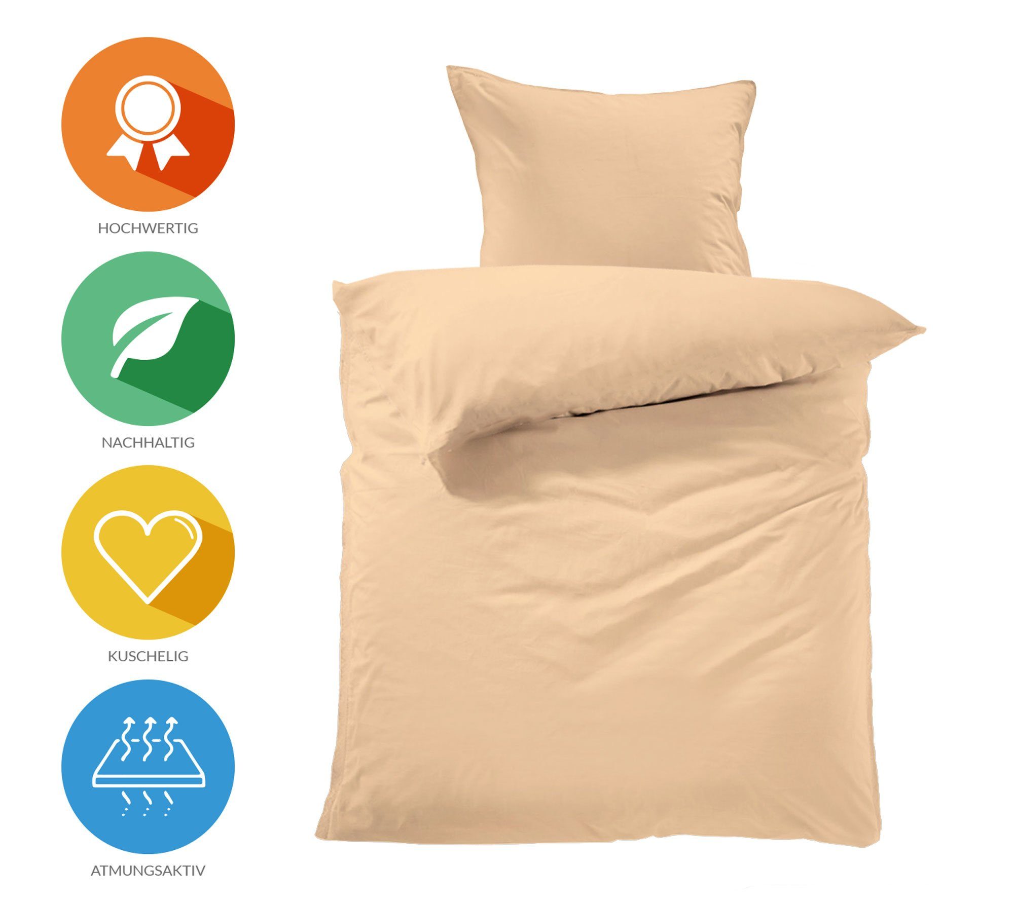 Lavea Bettwäsche Jasmin, Set aus 1x 80x80cm Kissenbezug & 1x 135x200cm Bett günstig online kaufen