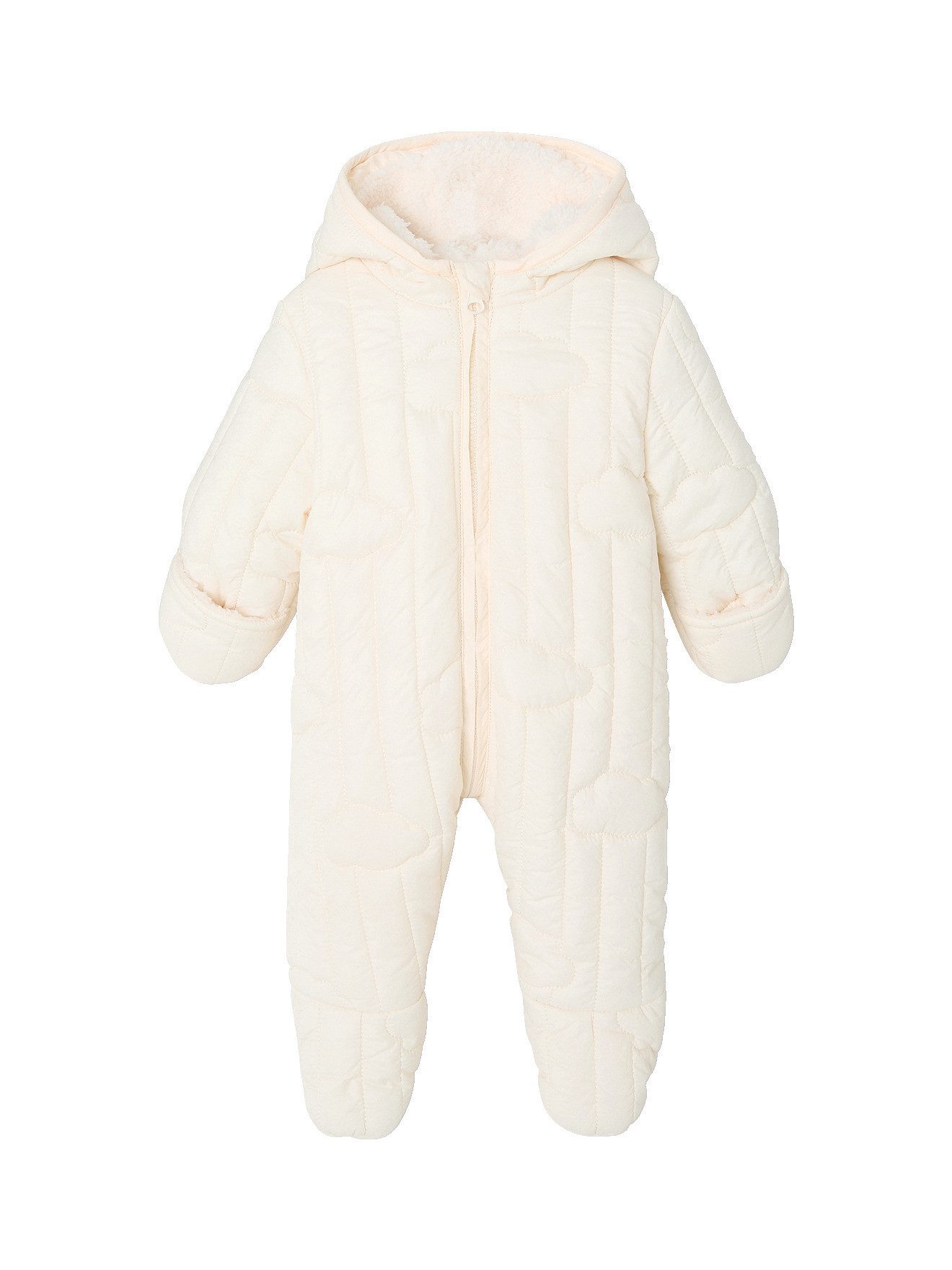 vertbaudet Overall Baby Winteroverall mit Wolken-Steppung und Kapuze Futter aus Fellimitat