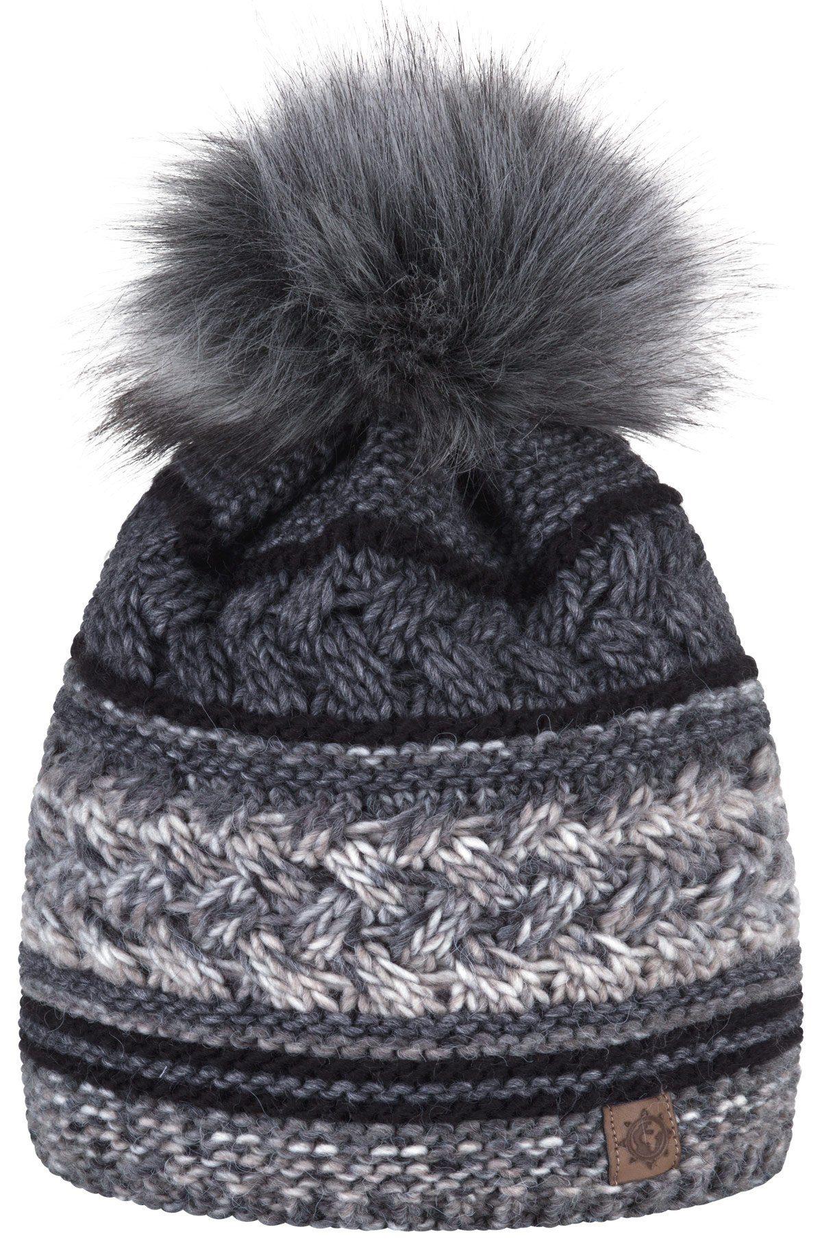 compagno Bommelmütze (1-St) Bommelmütze Wintermütze Damen mehrfarbig Fleecefutter Beanie