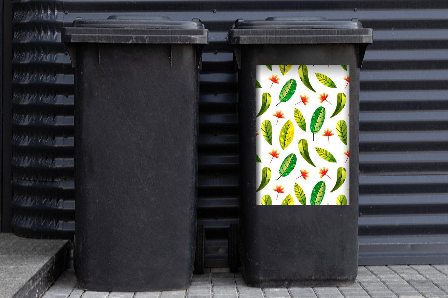 St), Container, Mülleimer-aufkleber, Design Sticker, (1 Dschungel - Mülltonne, Blätter Abfalbehälter MuchoWow Wandsticker -