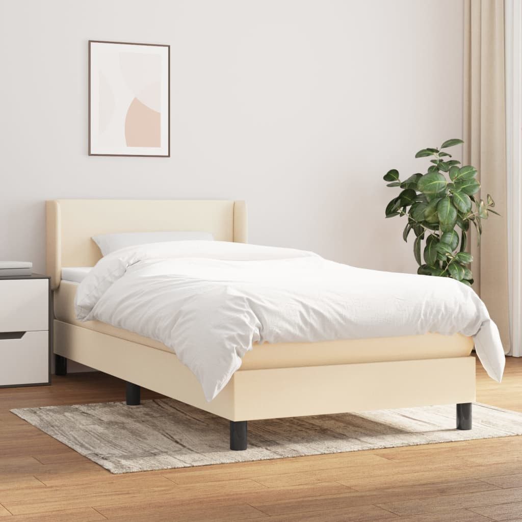 Bett Boxspringbett Creme 203x103x78/88 cm mit Matratze und Auflage