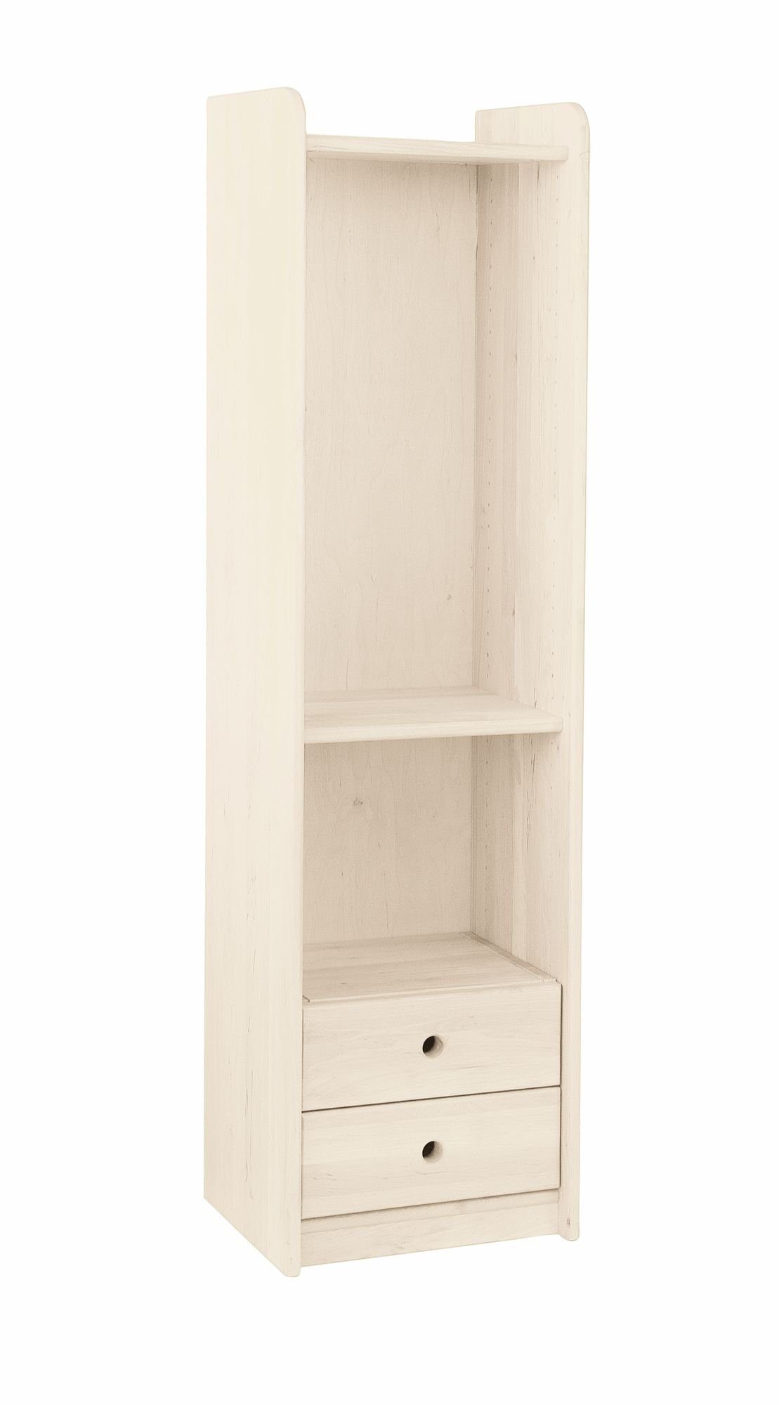 BioKinder - Das gesunde Kinderzimmer Standregal Lara, Regal / Bücherregal 160 cm mit Schubladenelement, Kiefer weiß