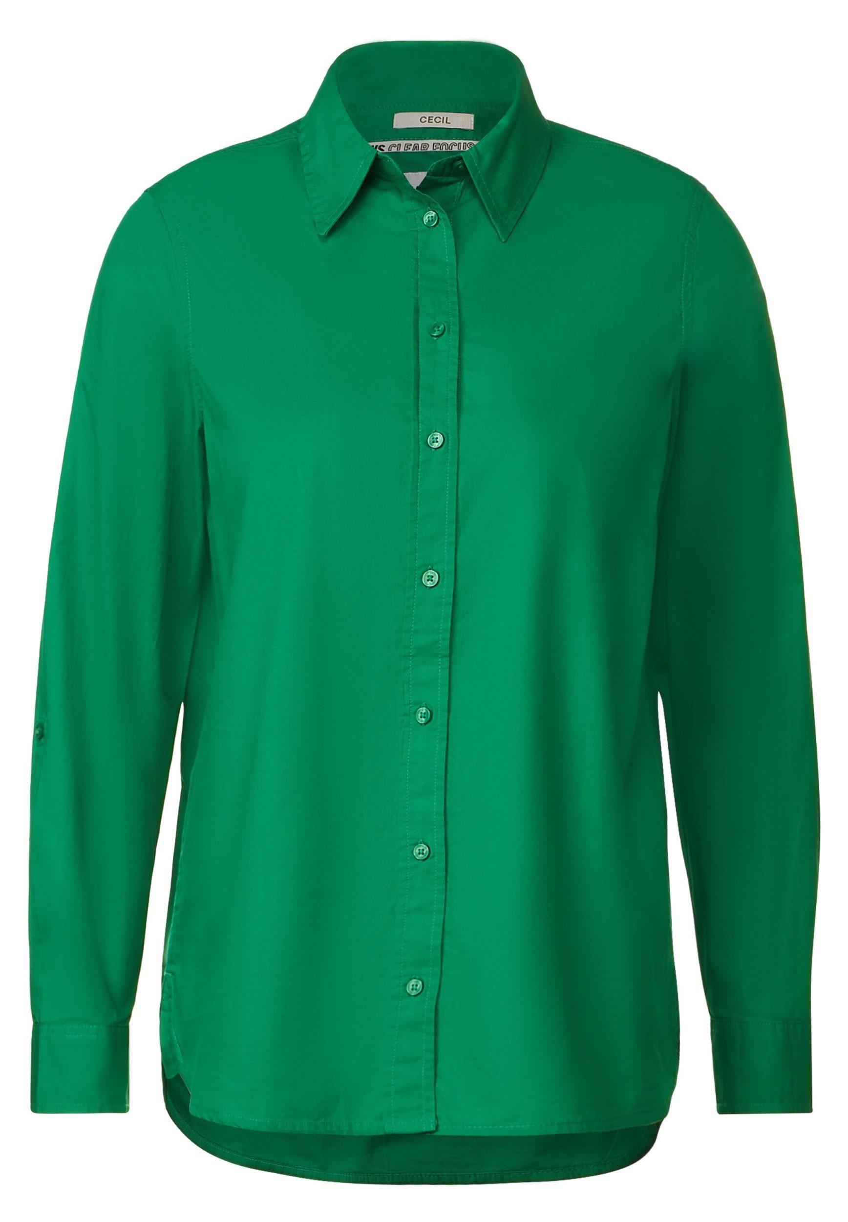 Bluse Bluse aus green Cecil easy Klassische Baumwolle Lange