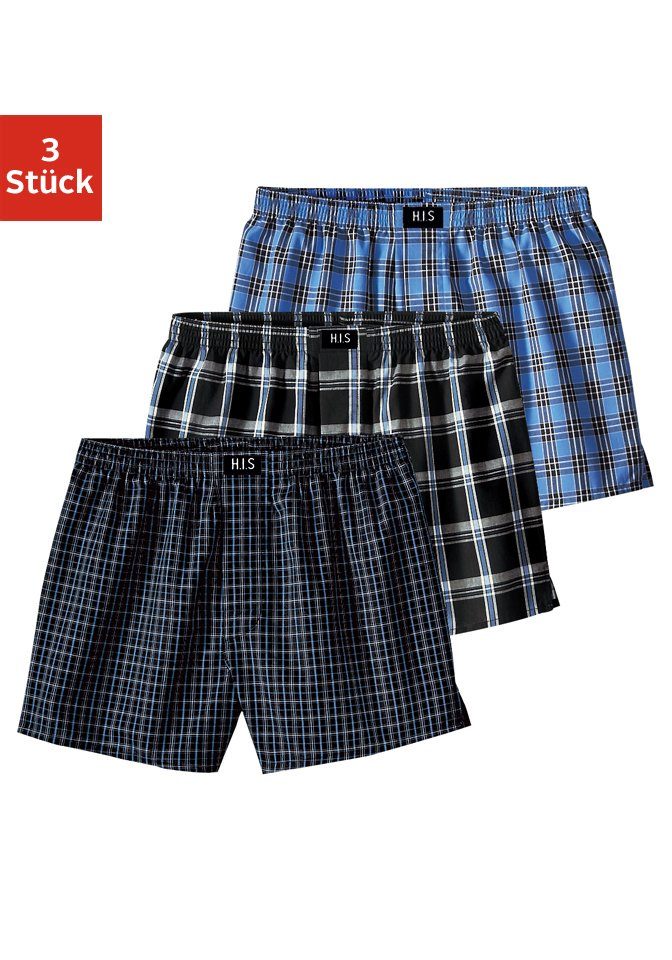 in Jungen Karos coolen verschiedenen Boxershorts 3-St) für H.I.S (Packung,