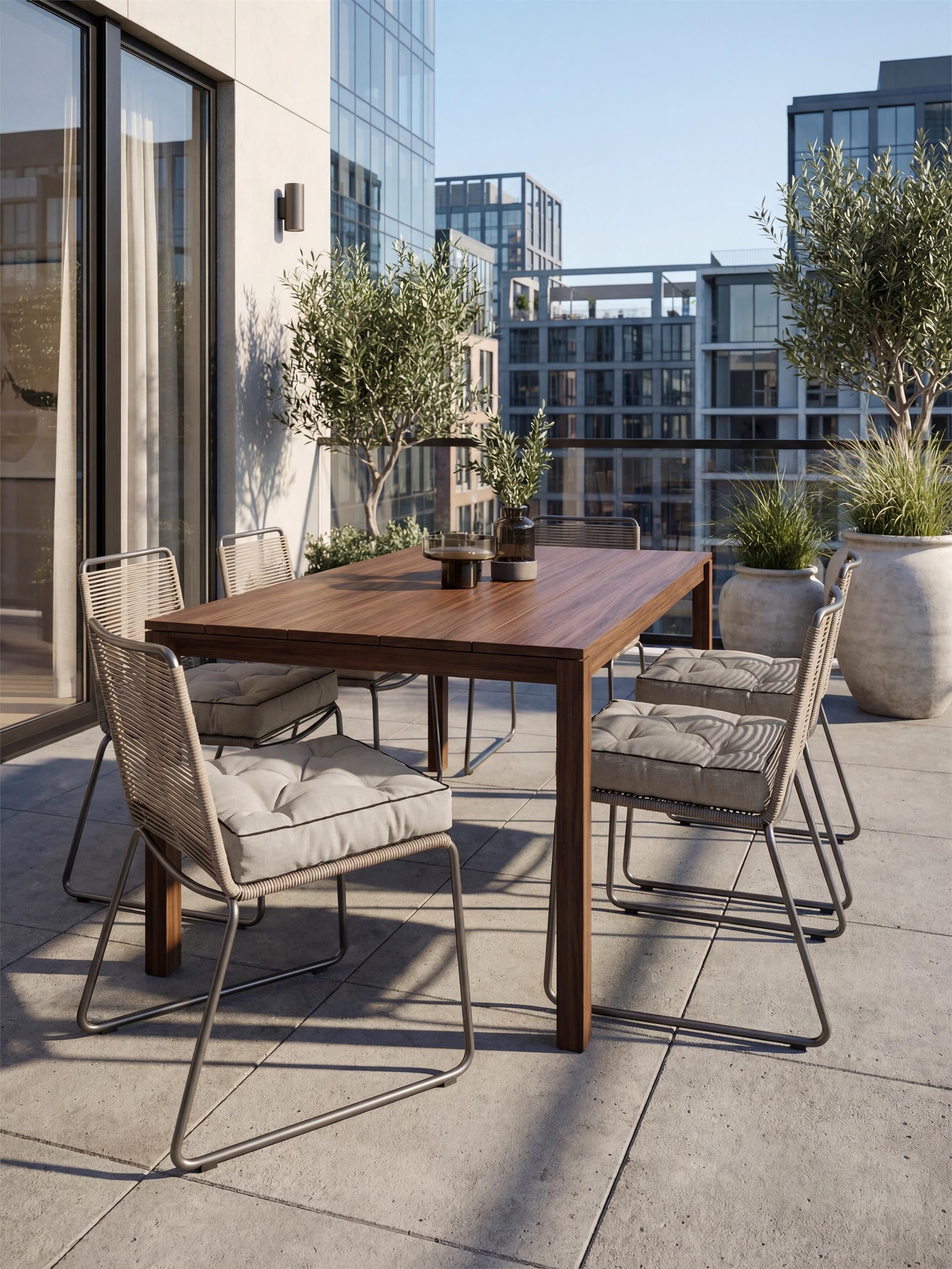 Aspero Sitzauflage 2 Stuhlkissen 45x45 cm Murcia, Gepolsterte Outdoor Auflage mit Steppung – Bild 2 von 5