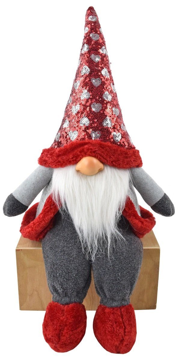 Big international Gnome Weihnachtsmann JOKA cm sitzend Pailettenmütze mit 92 Weihnachtsfigur