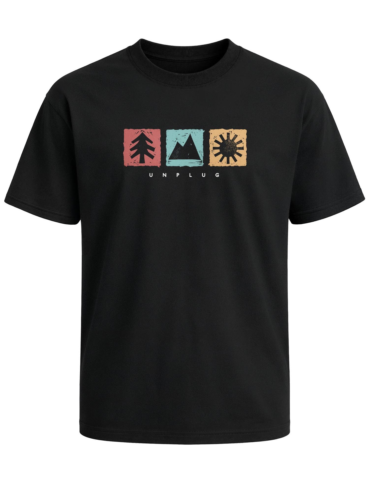 Neverless Oversize-Shirt Herren T-Shirt Frontprint - Outdoor Icons - Oversized Relaxed Fit mit Print