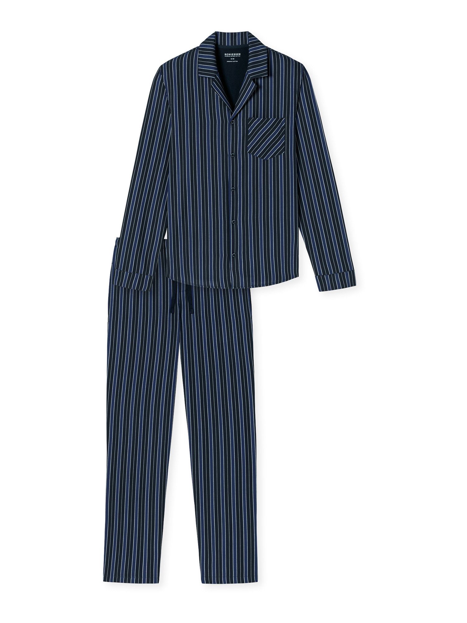 Schiesser Pyjama Selected Premium schlafanzug pyjama schlafmode,  Aufgesetzte Brusttasche und Seitentaschen