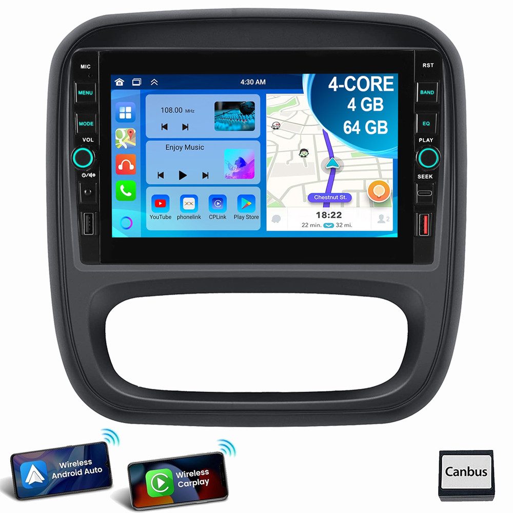 ESSGOO 8" Für Opel Vivaro B Renault Trafic 3 NV300 Android15 Autoradio Autoradio (RDS, Digitalradio (DAB), FM, AM)