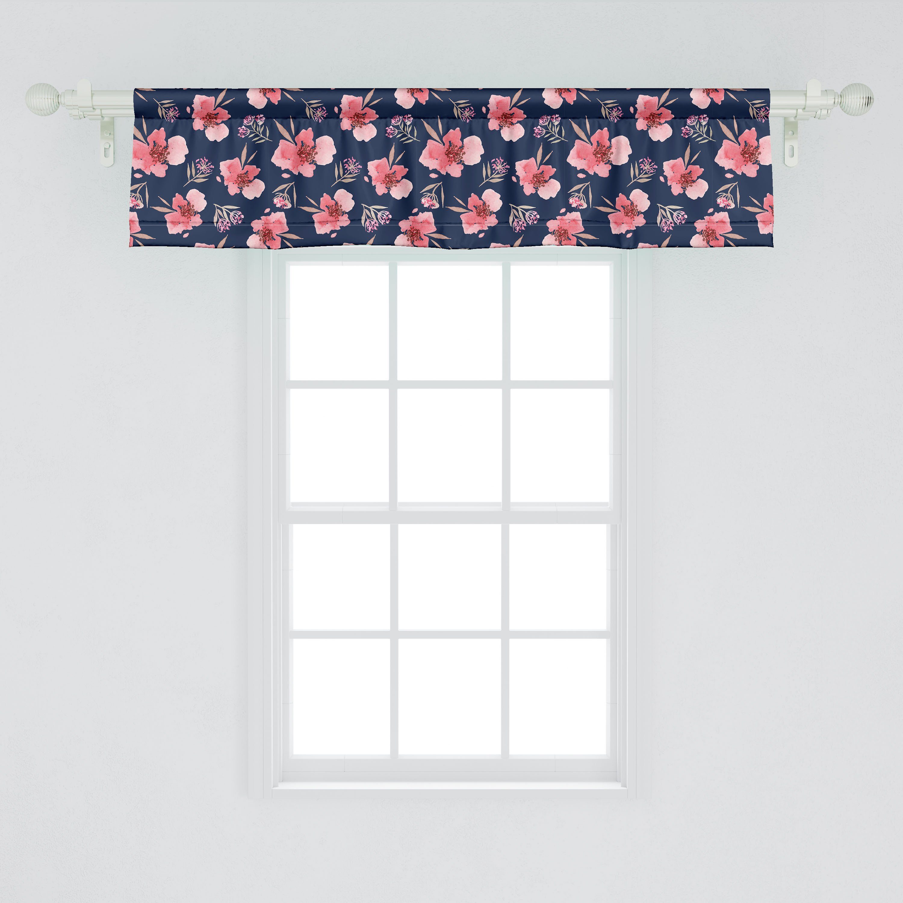 Scheibengardine Dekor Volant Microfaser, Vorhang Schlafzimmer Stangentasche, Abakuhaus, mit Küche für Blooms Vibrant Blume Tropical