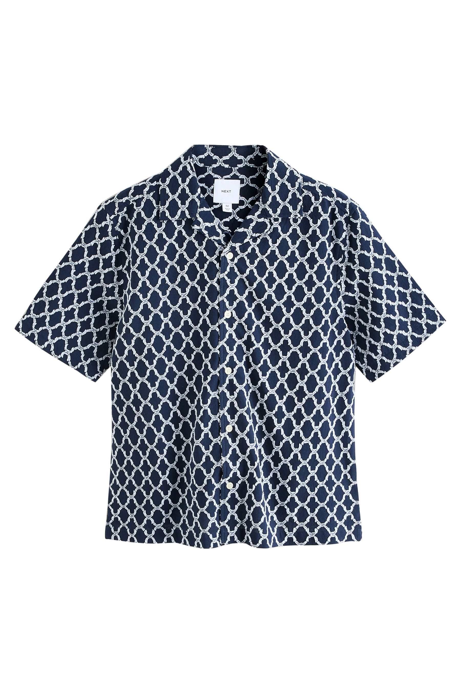 Next Kurzarmhemd Strukturiertes Trellis Kurzarmhemd aus Baumwolle (1-tlg) günstig online kaufen