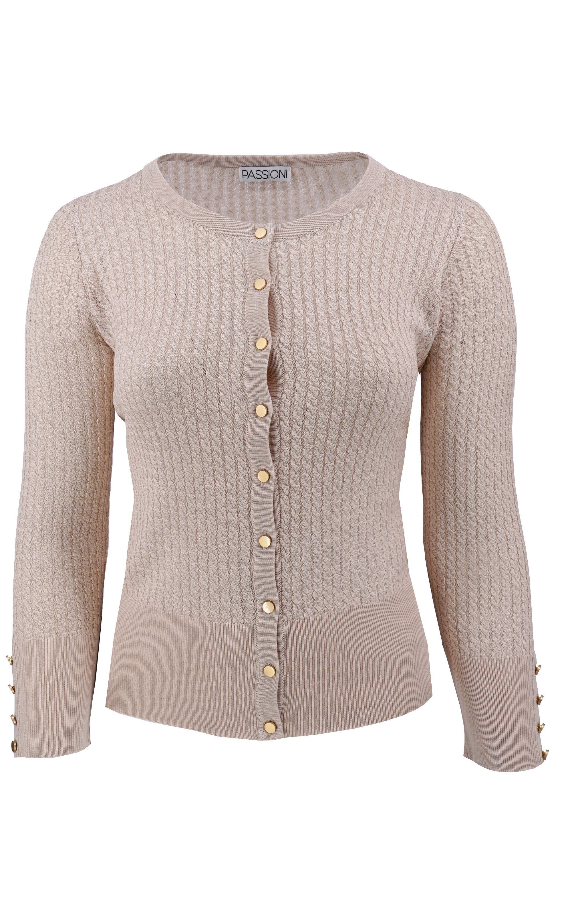 Passioni 2-in-1-Strickjacke Twinset mit Zopfmuster