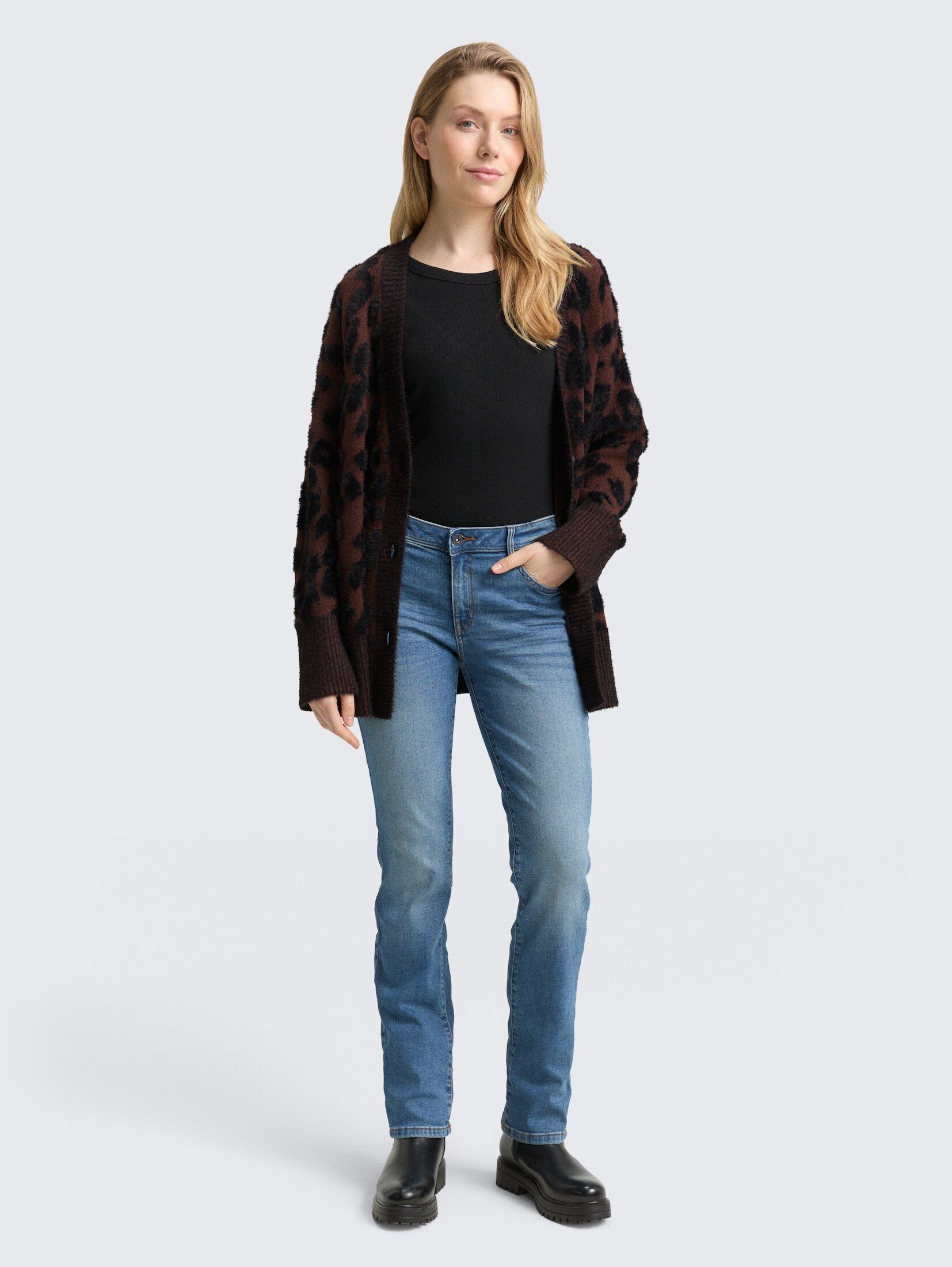TOM TAILOR Cardigan Pullover & Strickjacken Oversize Cardigan mit Leo-Muster