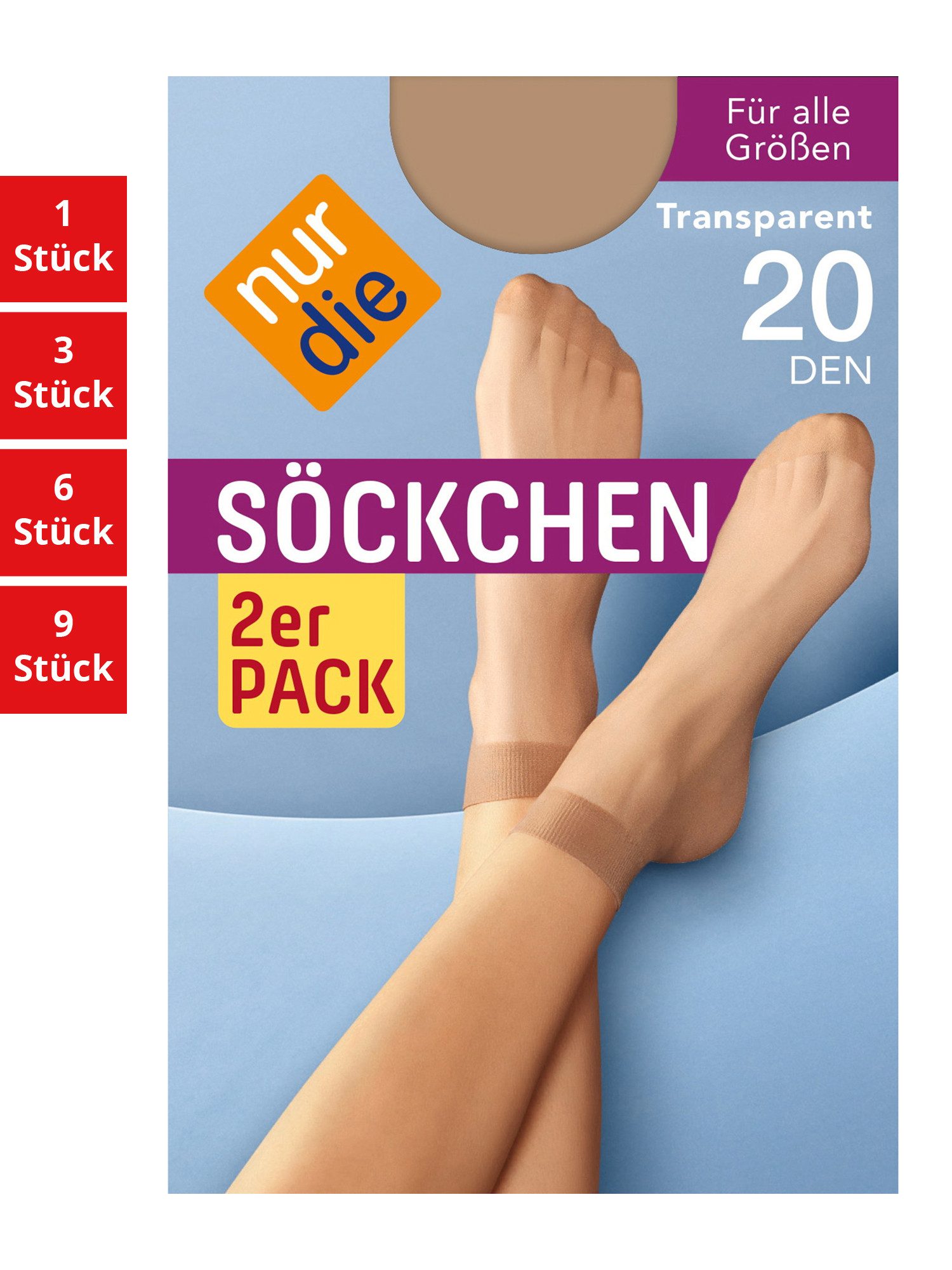Nur Die Füßlinge 20 DEN Damen (1er/3er/6er/9er Pack, 2-Paar) sneaker-socken strumpf strümpfe