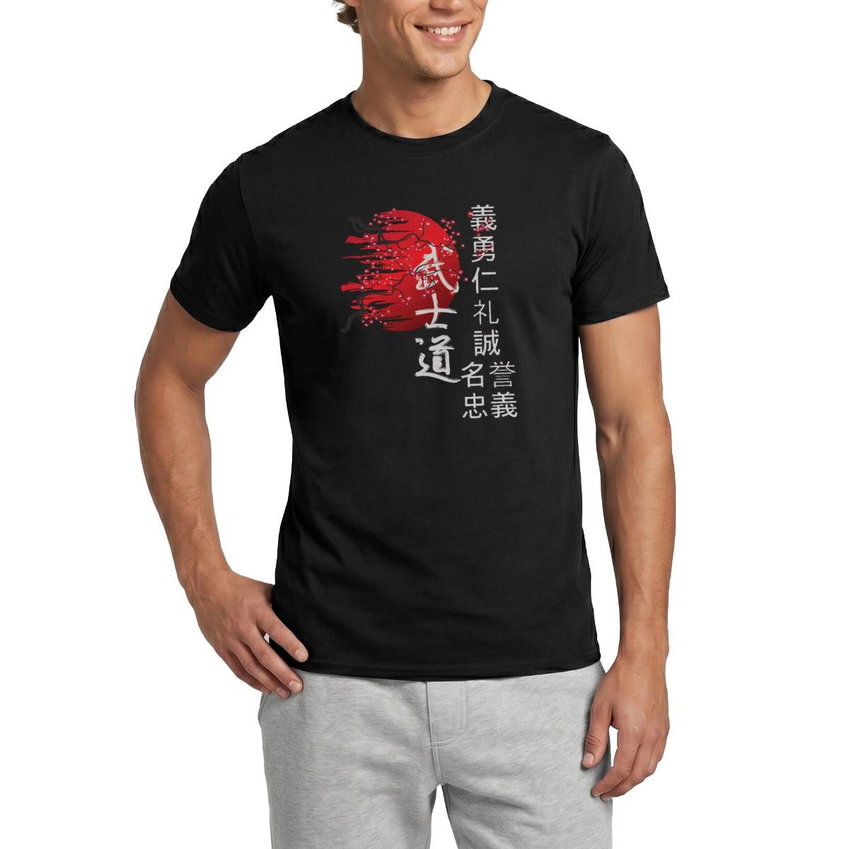 T-Shirt Japanische Kirschblüten Mit Kanji Männer T-Shirt