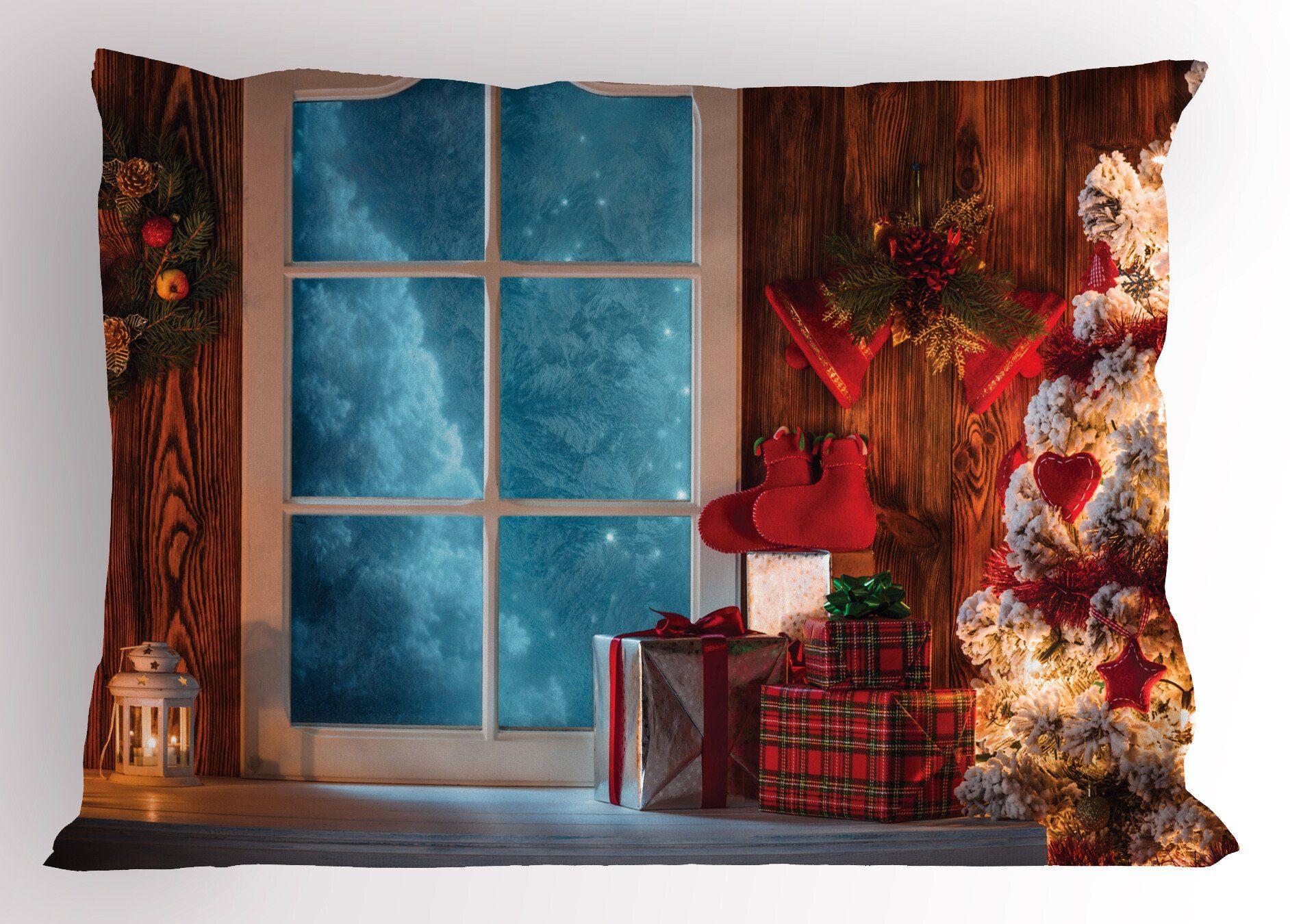 Kissenbezüge King Abakuhaus Weihnachten Size Stück), Haus (1 Gefrorene Dekorativer Gedruckter Standard Schnee Kissenbezug,