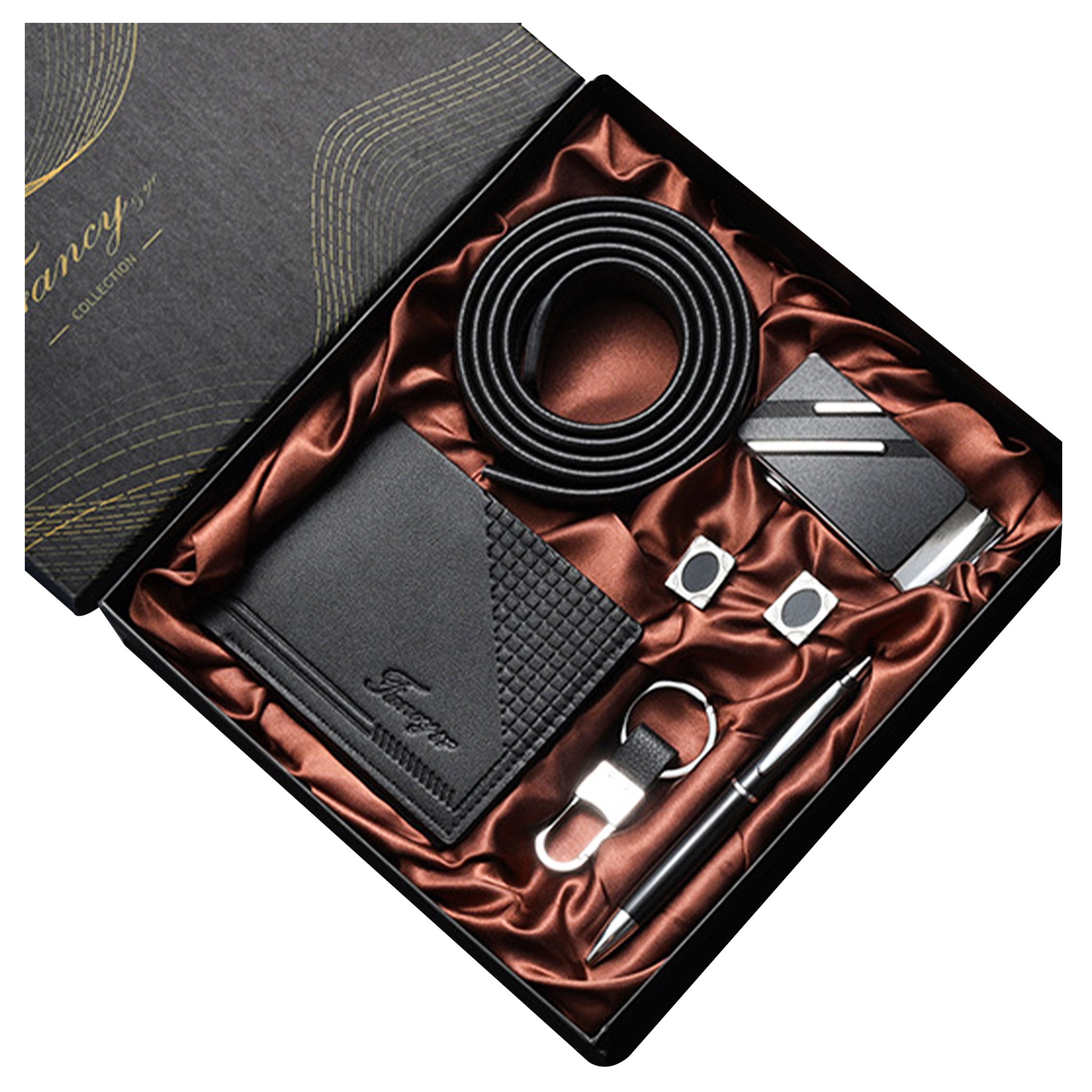 Geschenkbox 6pcs Geldbörse Geschenk für Männer Gürtel Set
