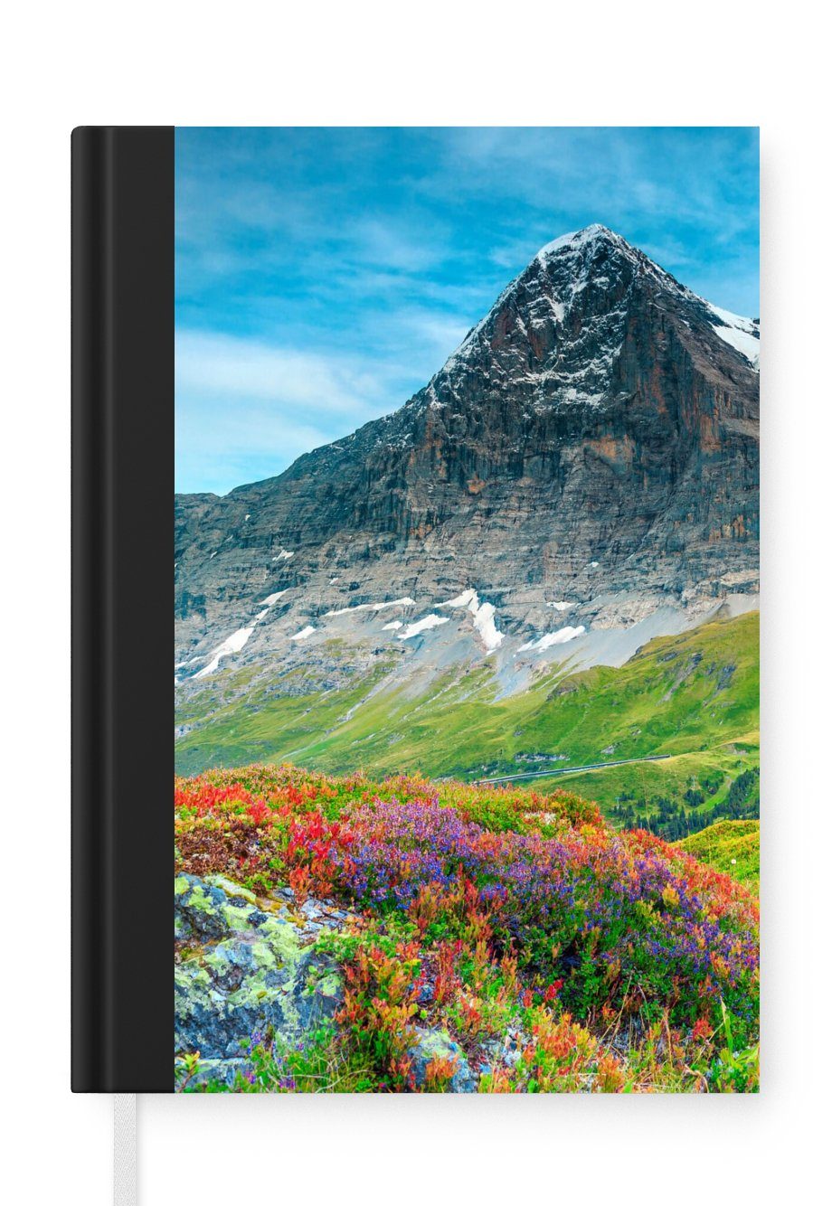 MuchoWow Notizbuch Blumen - Berge - Schnee - Landschaft, Notebook, Notizblock a5, Tagebuch, Journal Liniert