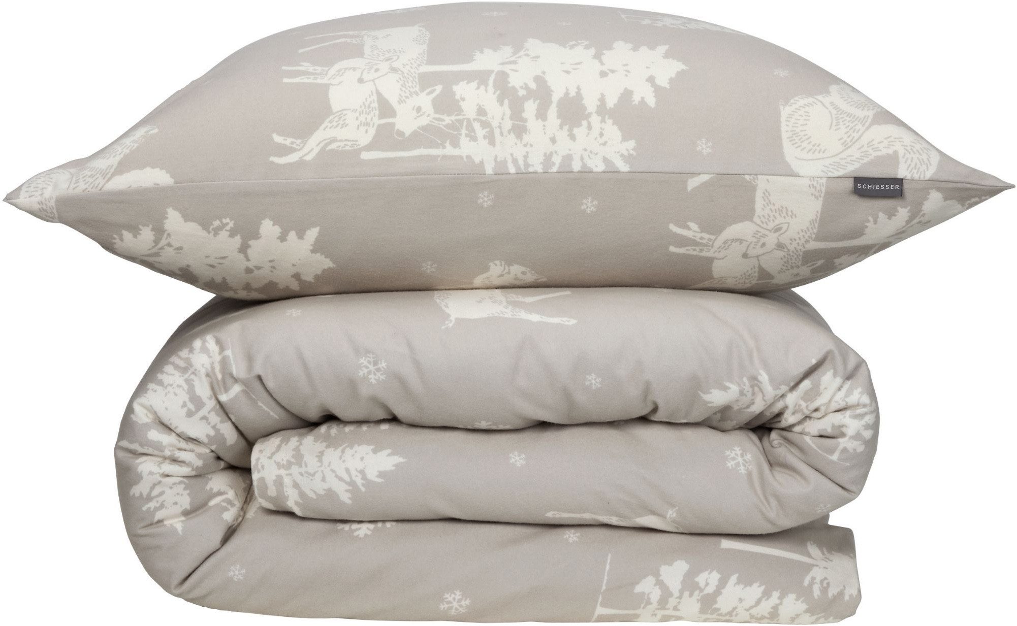Schiesser Bettwäsche Nordic aus weichem Baumwoll-Feinbiber mit nordischem Muster, Feinbiber, 2 teilig, OEKO-TEX® MADE IN GREEN